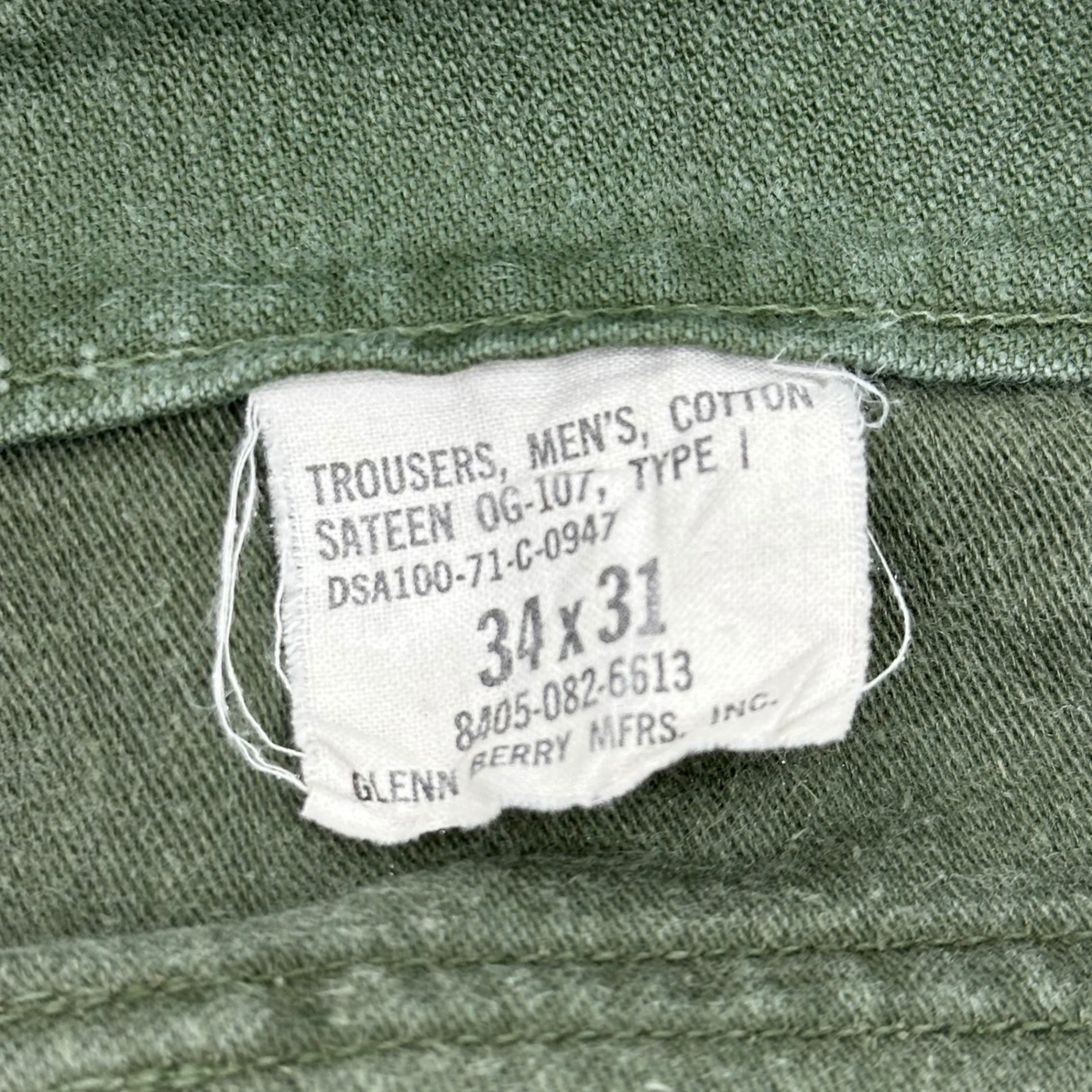 US ARMY(アメリカ軍) 70's BAKER PANTS ベイカー パンツ 8405-082-6613 34×31 オリーブ 70年代 1971年製造 ヴィンテージ ミリタリー カーゴ 米軍