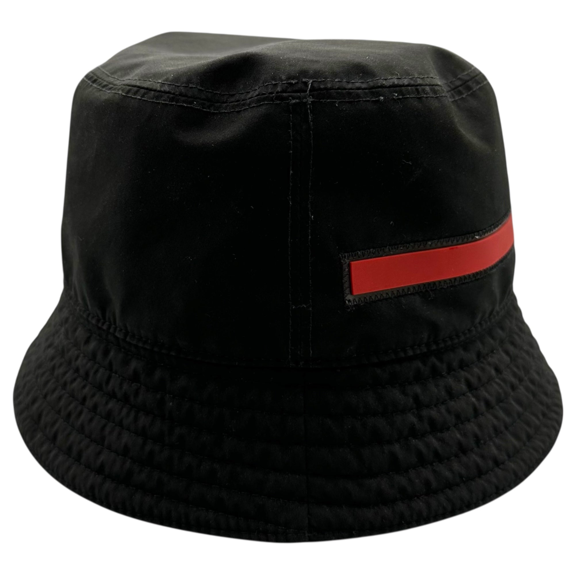 PRADA(プラダ) 00's OLD Rubber Logo Bucket Hat オールド ラバーロゴ バケット ハット L ブラック×レッド PRADA SPORT