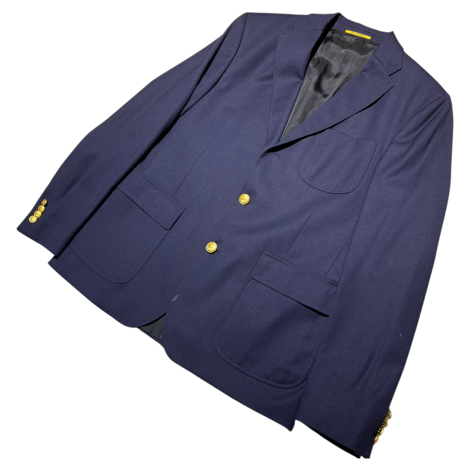 RALPH LAUREN RUGBY(ラルフローレンラグビー) 3B Gold Button Navy Blazer 3B 金ボタン 紺 ブレザー 42-R(L程度) ネイビー 紺ブレ テーラード ジャケット