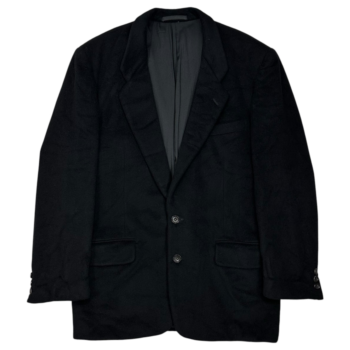 COMME des GARCONS HOMME(コムデギャルソンオム) 1980's Cashmere-Wool 2-Button Tailored Jacket カシミヤ ウール 2ボタン テーラード ジャケット HJ-08101S S ブラック AD表記無 80s アーカイブ 80年代前半製造品