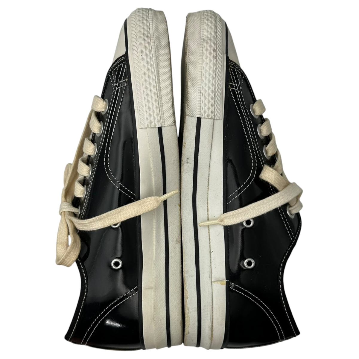 COMME des GARCONS HOMME PLUS(コムデギャルソンオムプリュス) Enamel Low-Cut Sneakers エナメル ローカット スニーカー EE20W 24cm ブラック×ホワイト