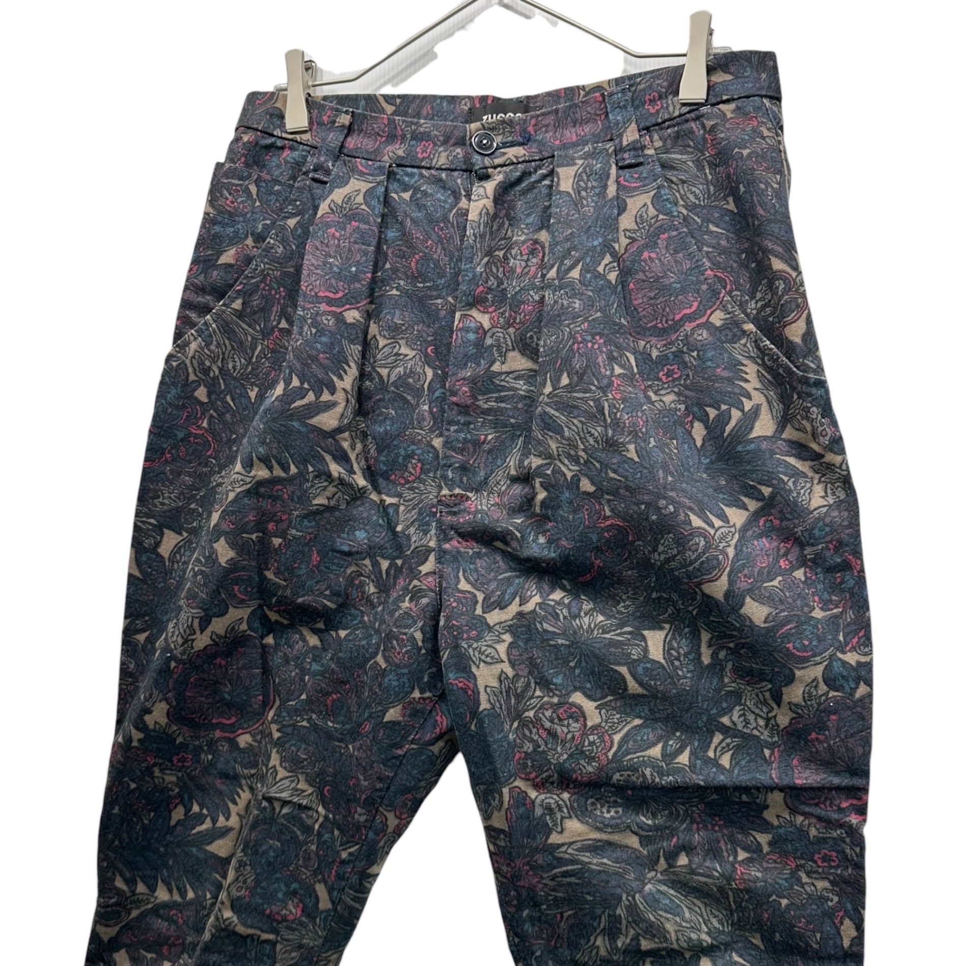 zucca(ズッカ) 2-Tuck All-Over Print Cotton Pants 2タック 総柄 コットン パンツ ZU13FF154 L ネイビー アーカイブ