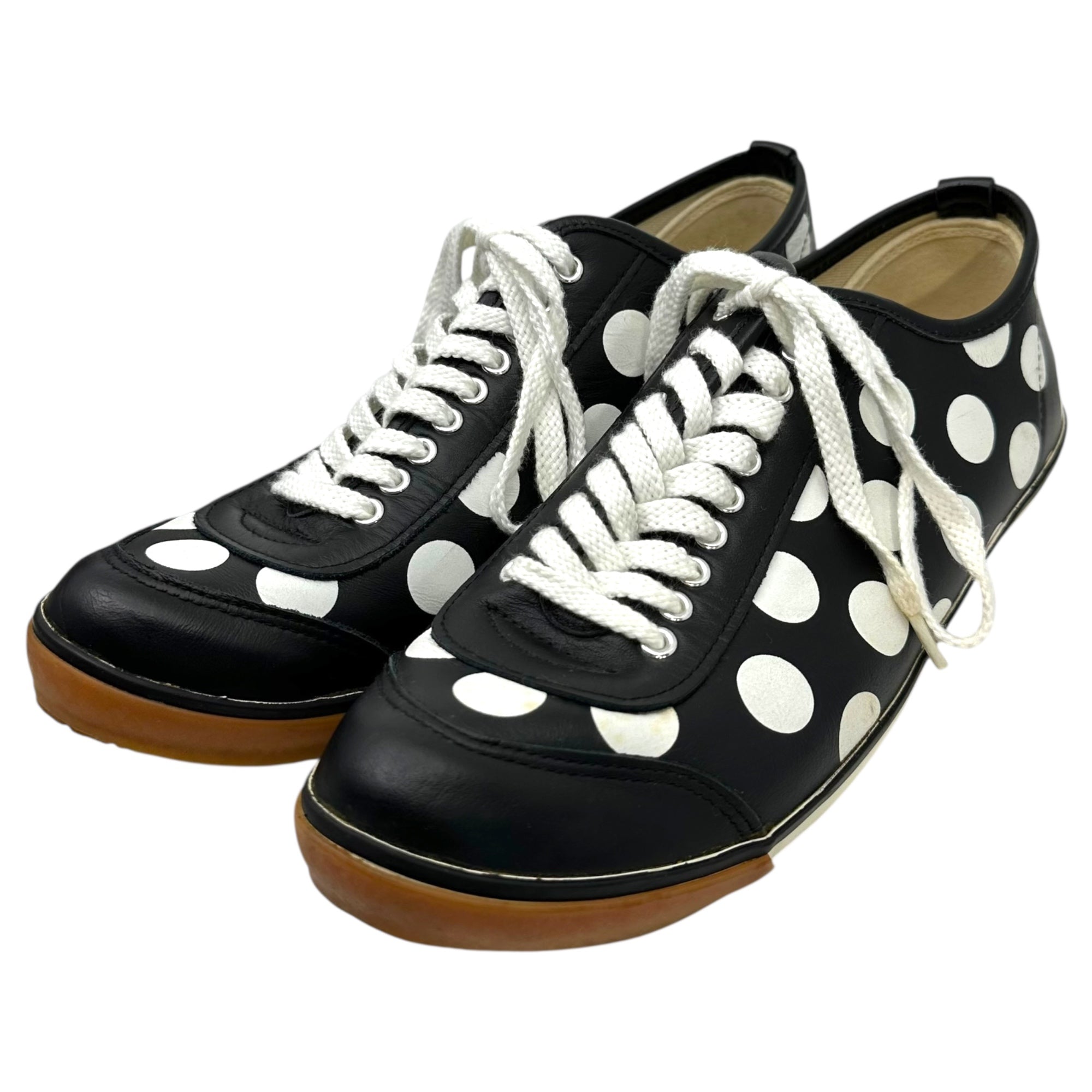 sunao kuwahara(スナオクワハラ) Leather sneakers with dot pattern ドット柄 レザー スニーカー SK83AJ901 L(25.5~26cm程度) ブラック×ホワイト