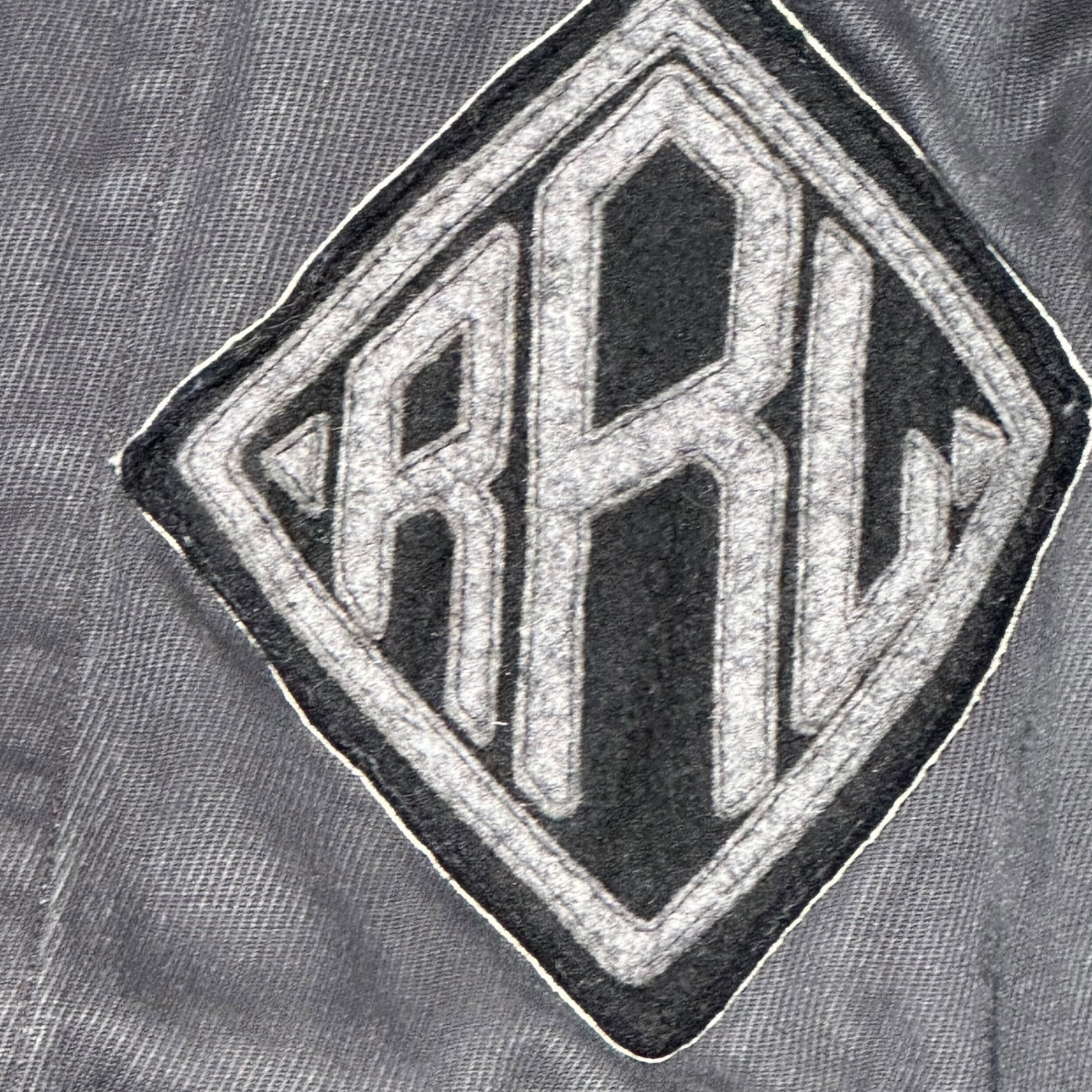 RRL(ダブルアールエル) Vintage-Processed Indigo Leather Sleeve Varsity Jacket ヴィンテージ加工 インディゴ レザースリーブ バーシティ ジャケット  S ブラック×インディゴ