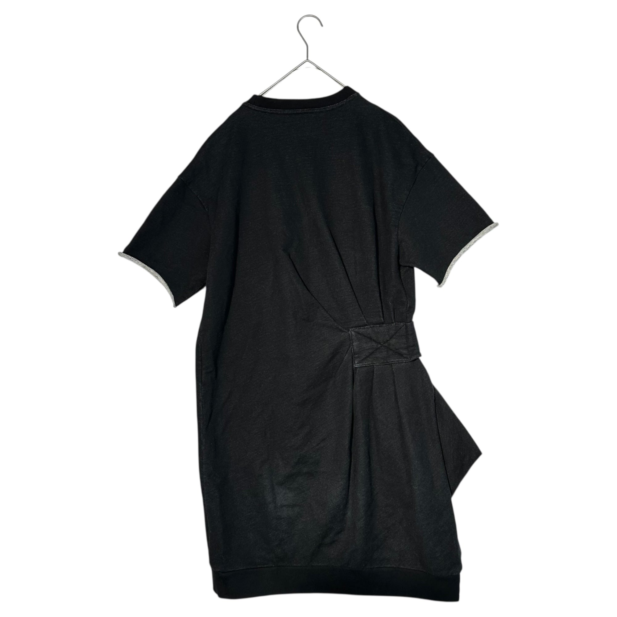 MARC by MARC JACOBS(マークバイマークジェイコブス) Velcro Gathered Sweatshirt S/S Dress ベルクロ ギャザー スウェット 半袖 ワンピース XS ブラック Y2K