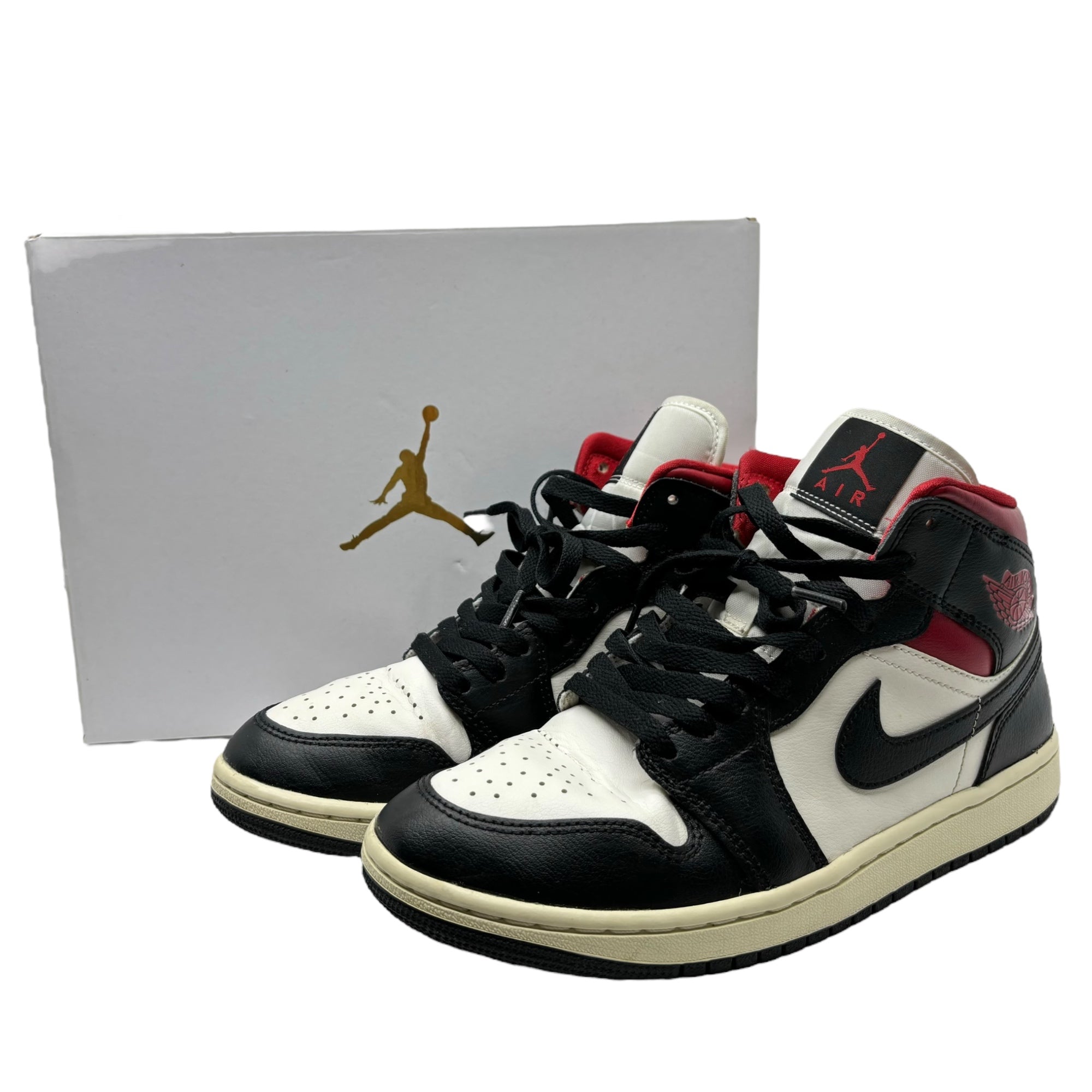 NIKE(ナイキ) W AIR JORDAN 1 MID エアジョーダン 1 ミッド BQ6472-061 25.5cm ブラック×ホワイト×レッド ハイカット スニーカー