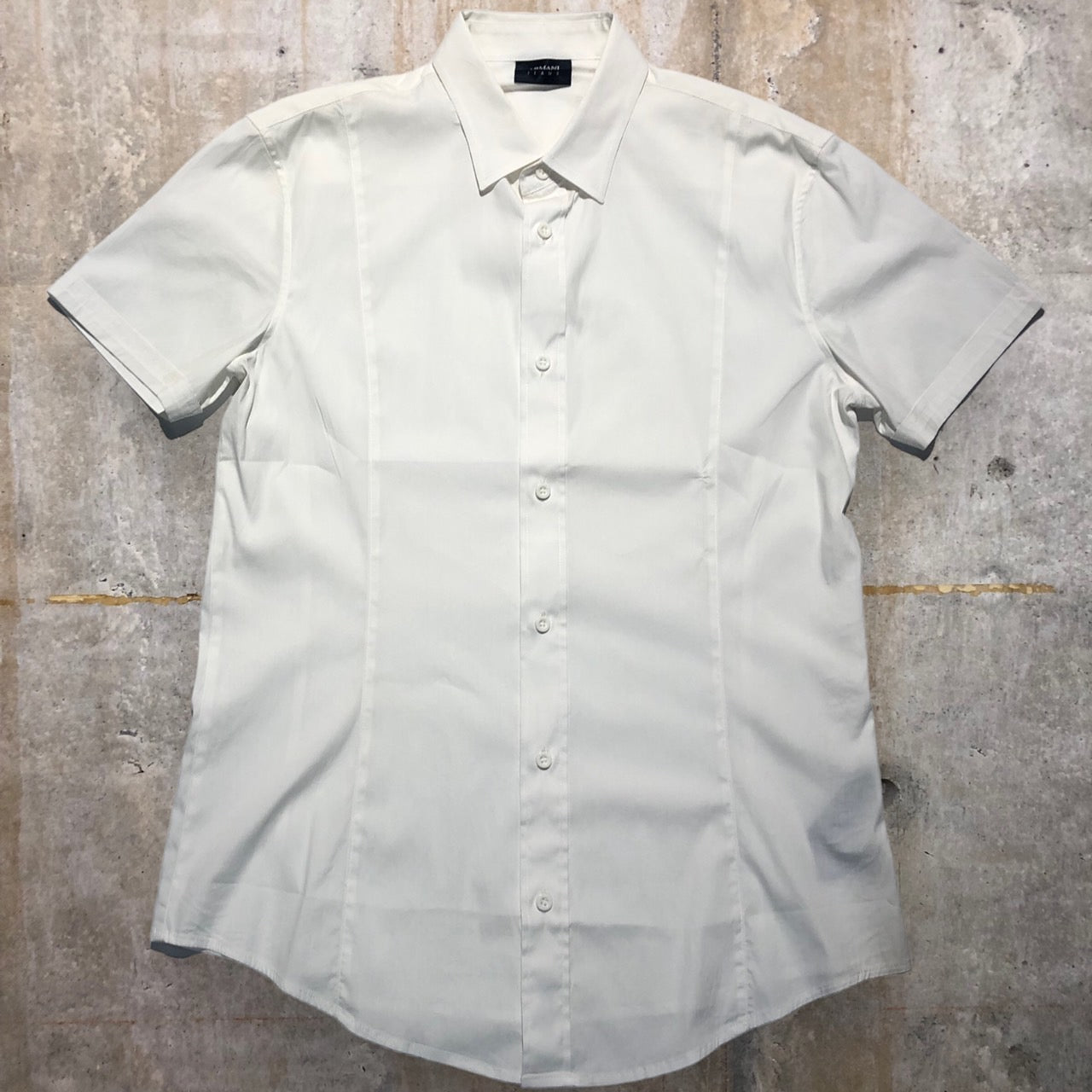ARMANI JEANS(アルマーニジーンズ) ロゴ刺繍ストレッチ半袖シャツ L ホワイト