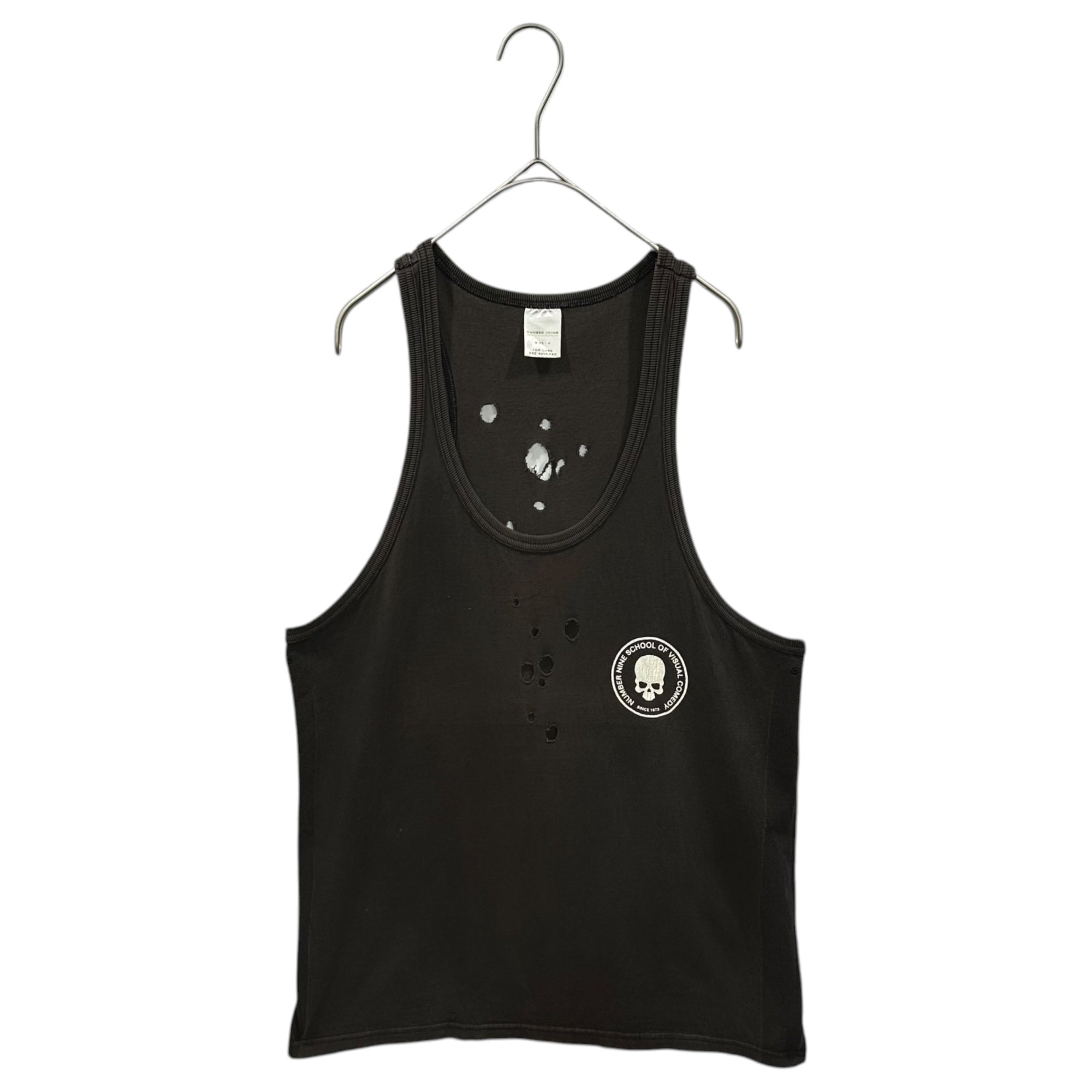 NUMBER (N)INE(ナンバーナイン) 2001SS ”TIME” Perforated skull tank top タイム期 穴あき ドクロ スカル プリント タンクトップ 4(L) チャコールグレー 00's Archive アーカイブ 稀少サイズ