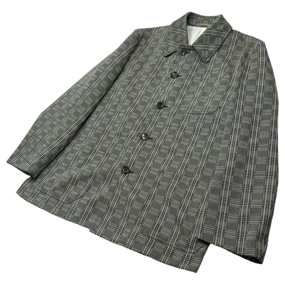 COMME des GARCONS HOMME PLUS(コムデギャルソンオムプリュス) 2002SS Esther Check Cutout Back Jacket エステル チェック カットアウトバック ジャケット PE-J013 M グリーン AD2001 00s 蛍光期 アーカイブ 稀少