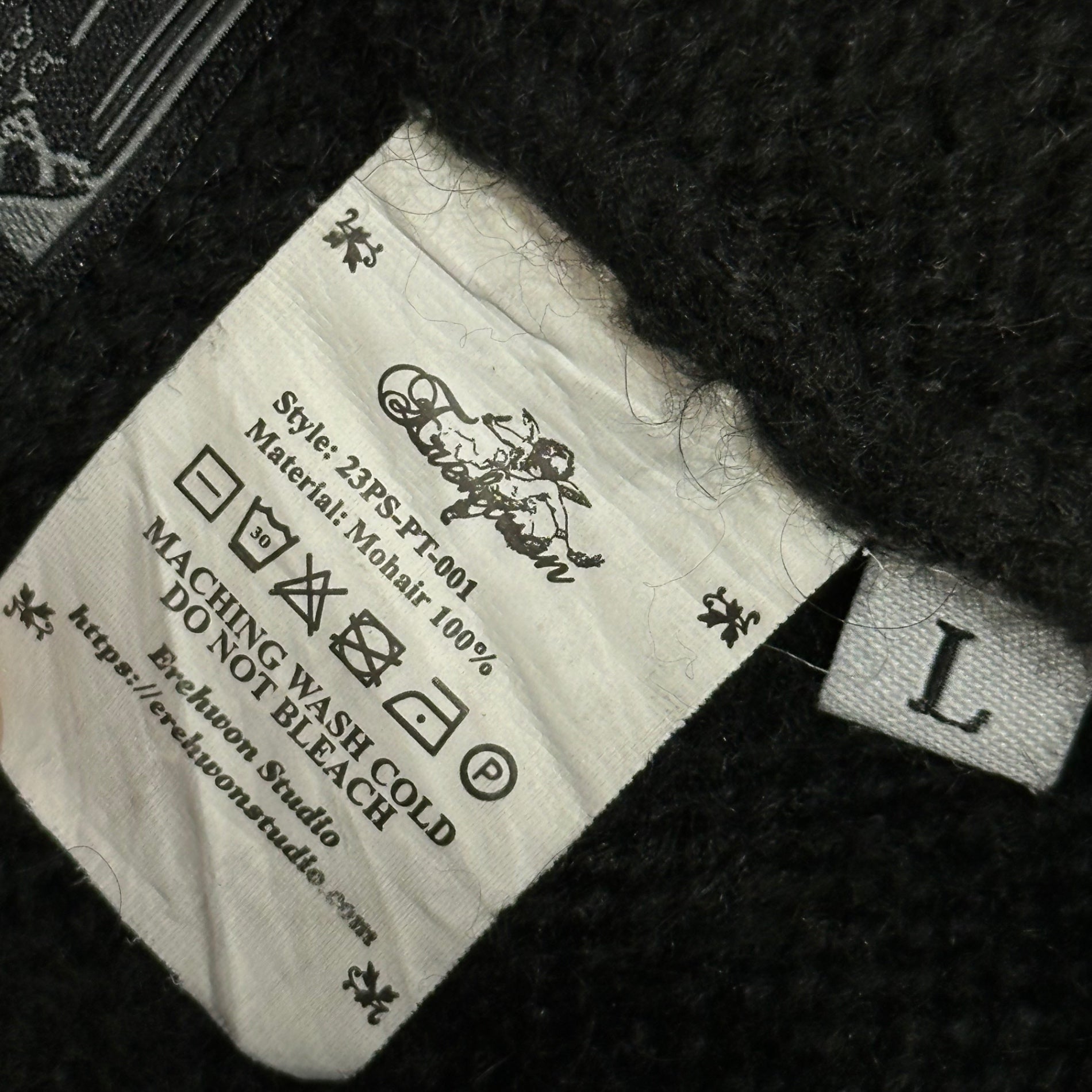 EREHWON(エレウォン) 23SS THE SACRED TREE MOHAIR FLARE CARGOS ザ セイクレッド ツリー モヘア フレア カゴー パンツ 23PS-PT001 L ブラック