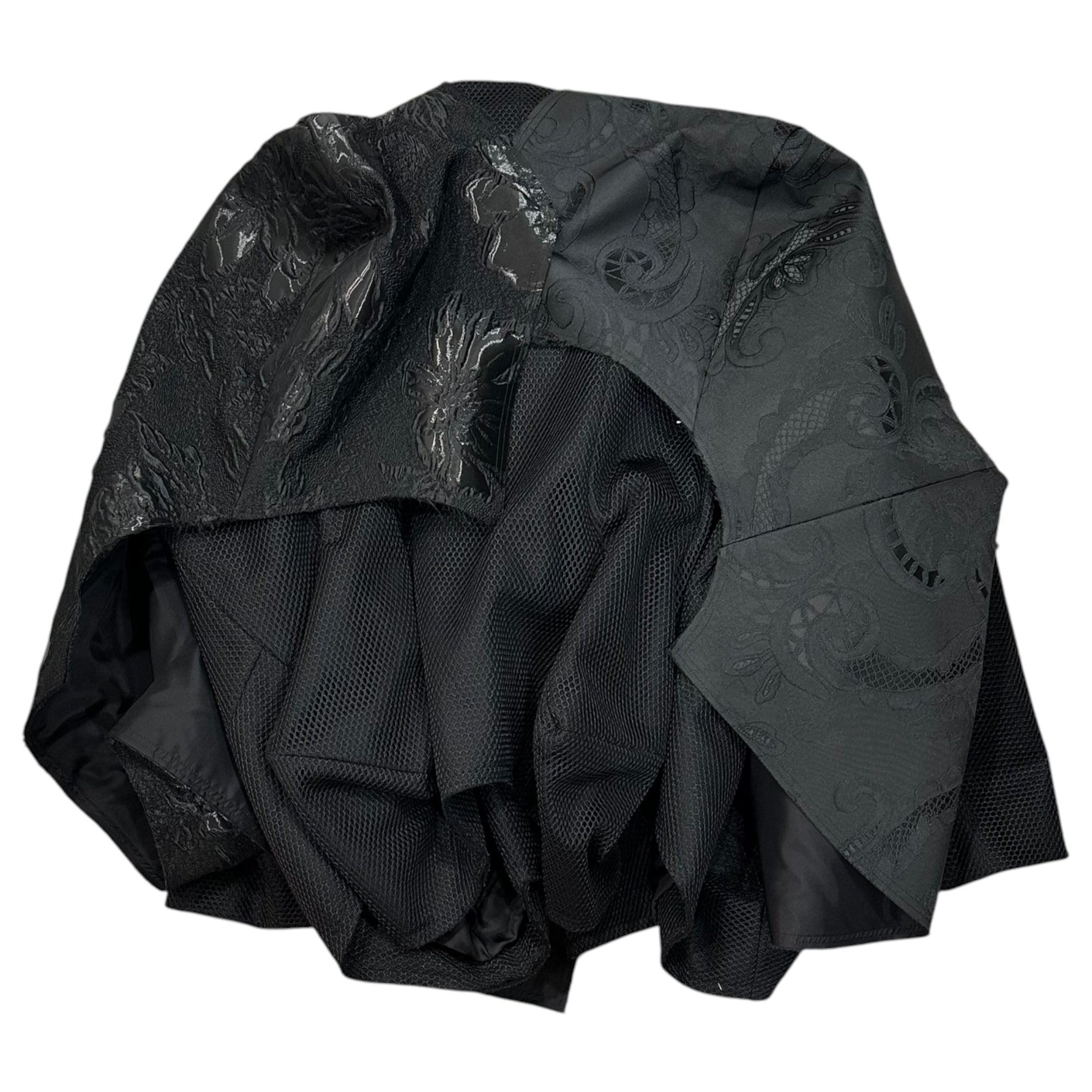 COMME des GARCONS(コムデギャルソン) 2026SS ”AFTER THE DUST” Mixed-Media Jacket アフターザダスト期 異素材 ドッキング ジャケット GQ-J010 XS ブラック AD2025 アシンメトリー クルップド ブルゾン 著名人着用