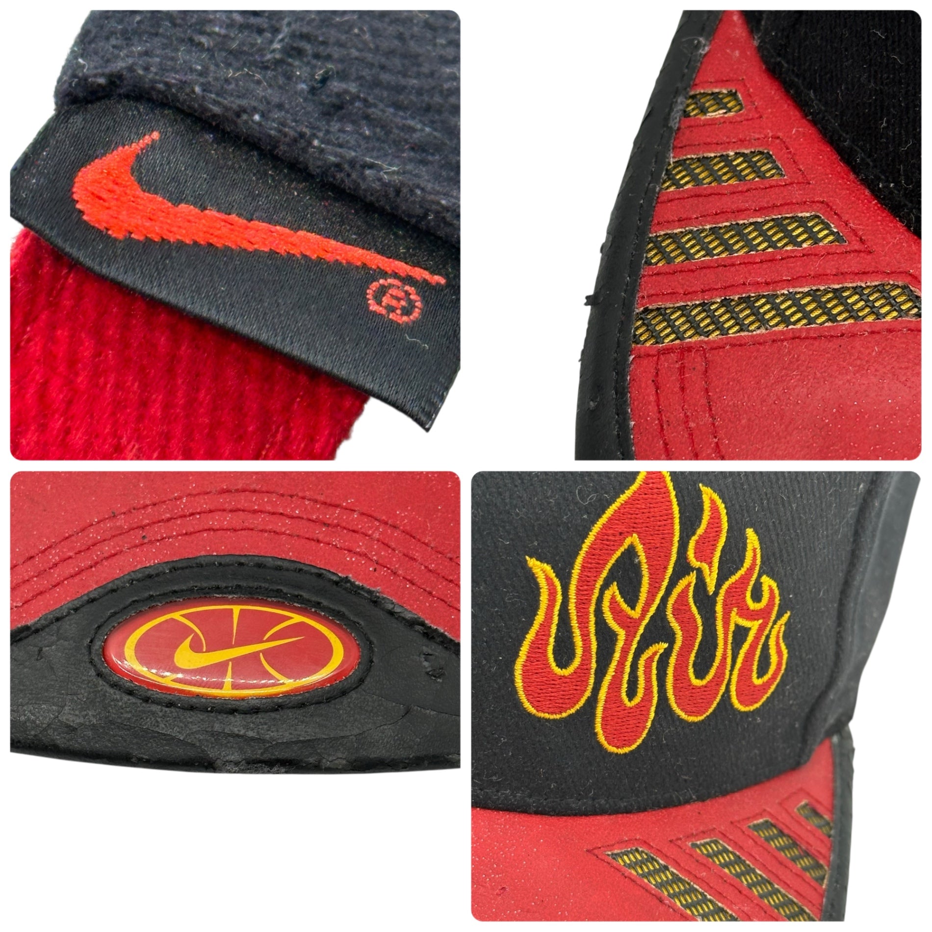 NIKE(ナイキ) 1996 AIR BAKIN Fire Pattern Cap エア ベイキン ファイアーパターン キャップ U7WDI ブラック×レッド 90's 90年代 ヴィンテージ