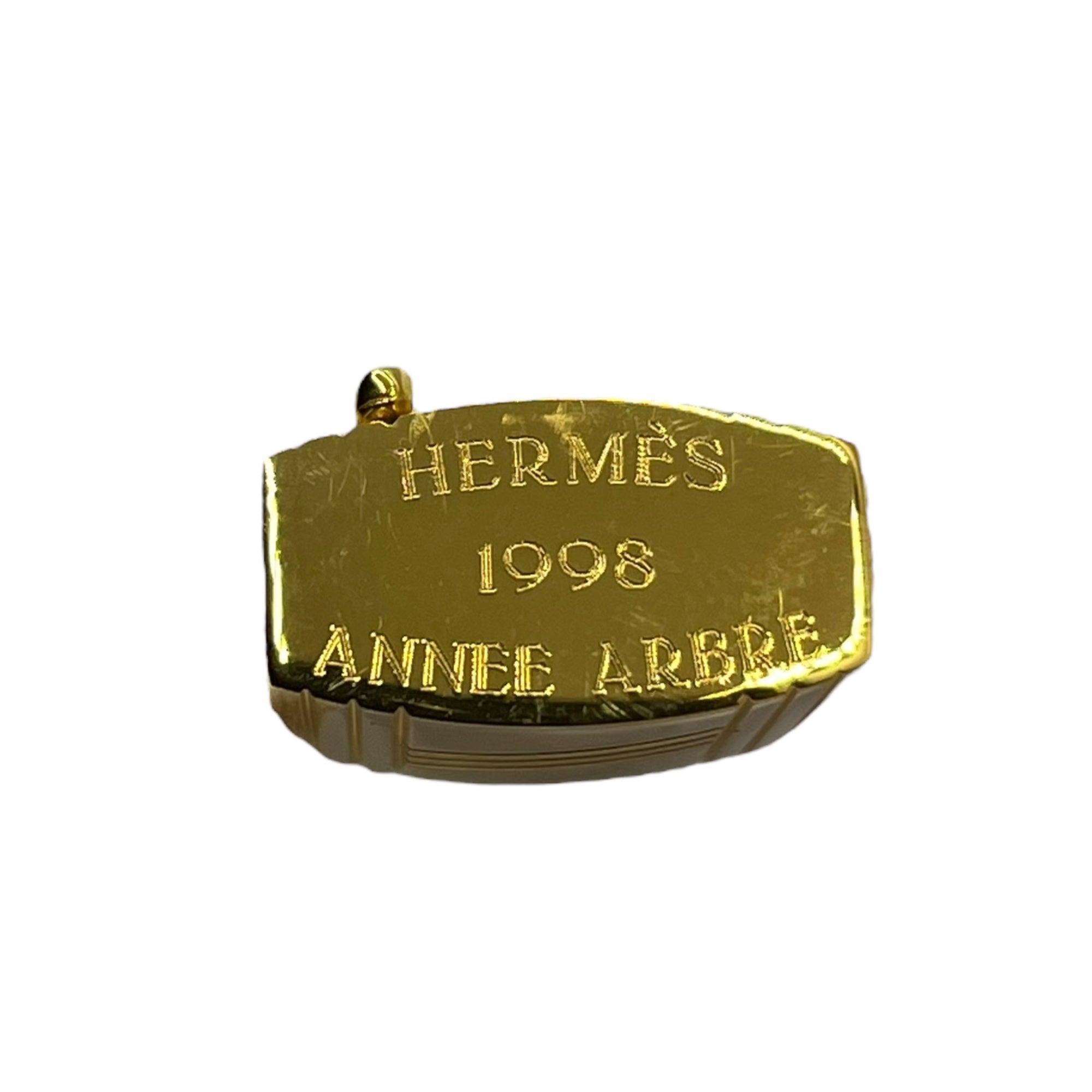 HERMES(エルメス) 1998年限定 Padlock Cadena Charm 南京錠 カデナ チャーム 年間テーマ 「I'Arbre」 木 ゴールド 箱付 ペンダントトップにも