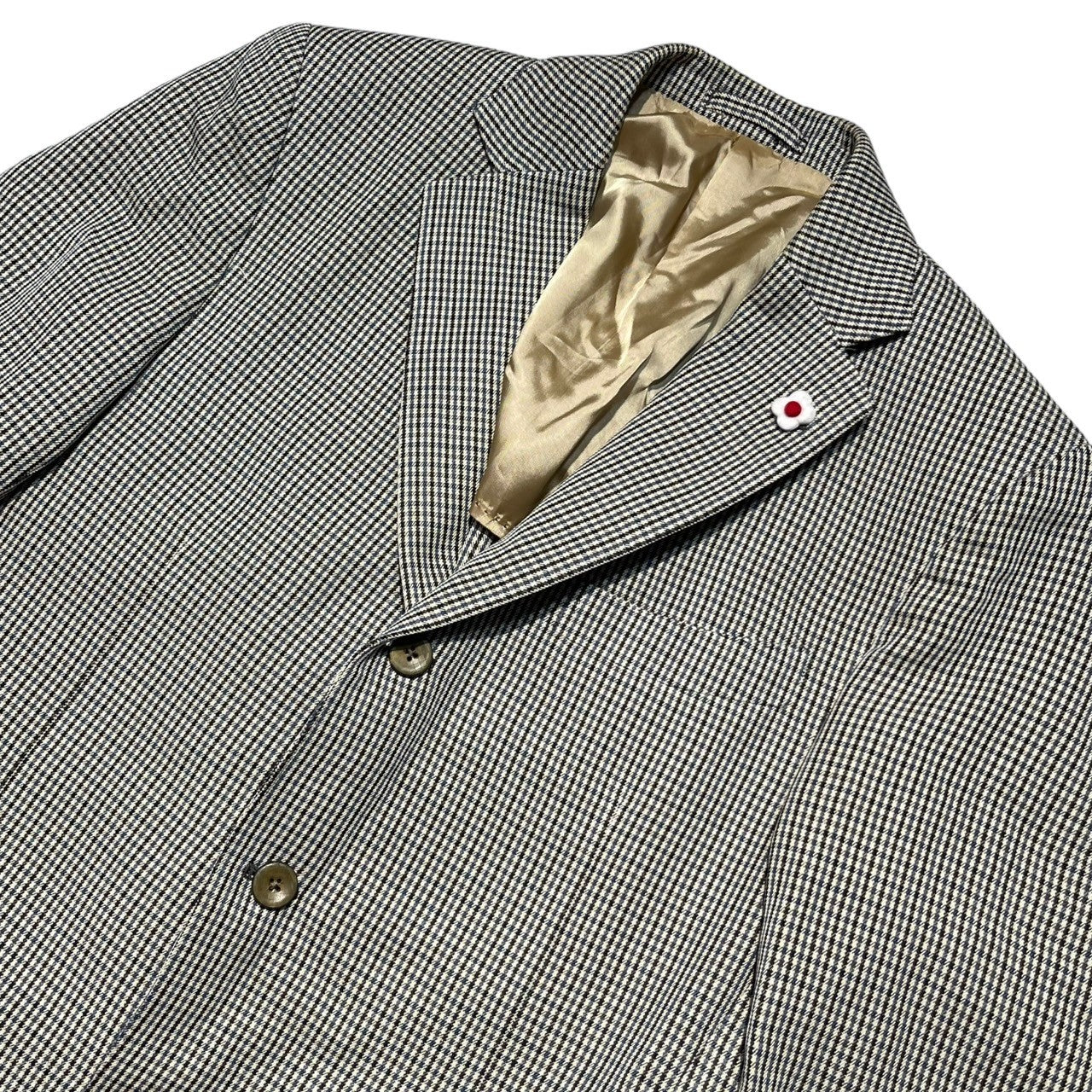 LARDINI(ラルディーニ) Gun club check 3B jacket ガンクラブ チェック 3B テーラード ジャケット 50(XL程度)  ベージュ ドレス スーツ