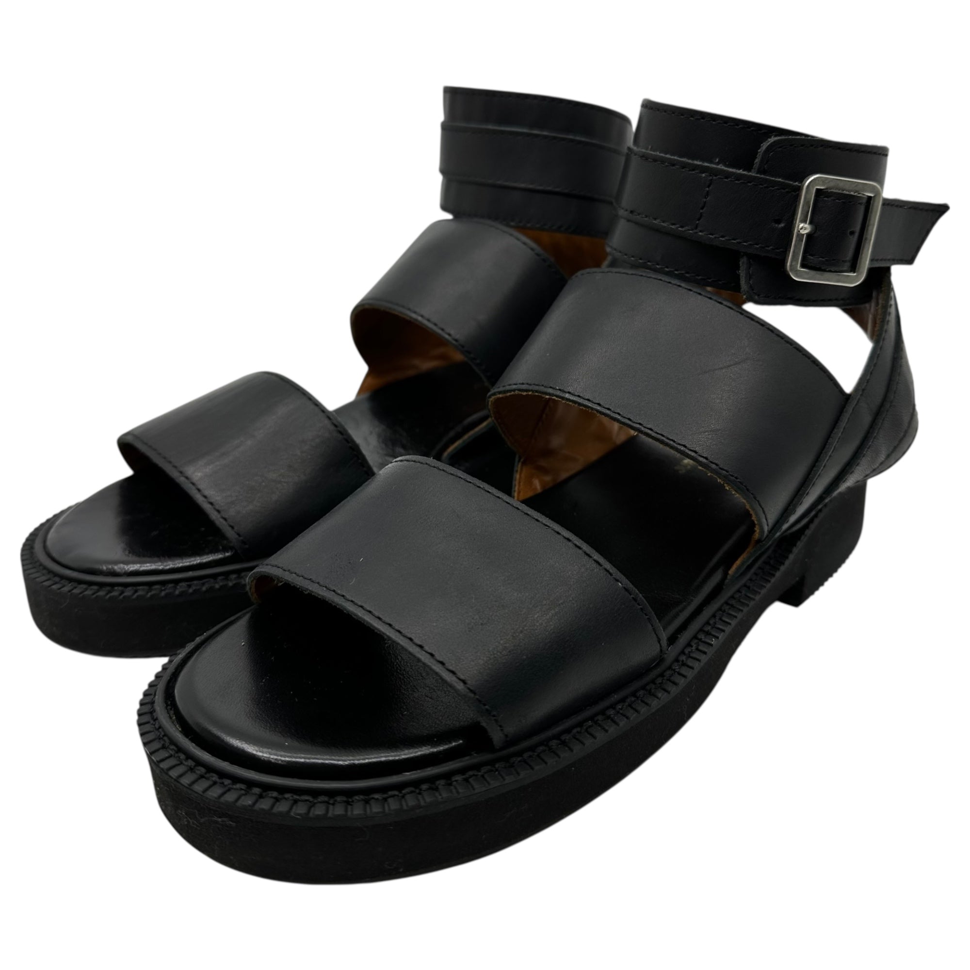 COMME des GARCONS JUNYA WATANABE(コムデギャルソンジュンヤワタナベ) Ankle Strap Leather Sandals アンクル ストラップ レザー サンダル M(24cm程度) ブラック