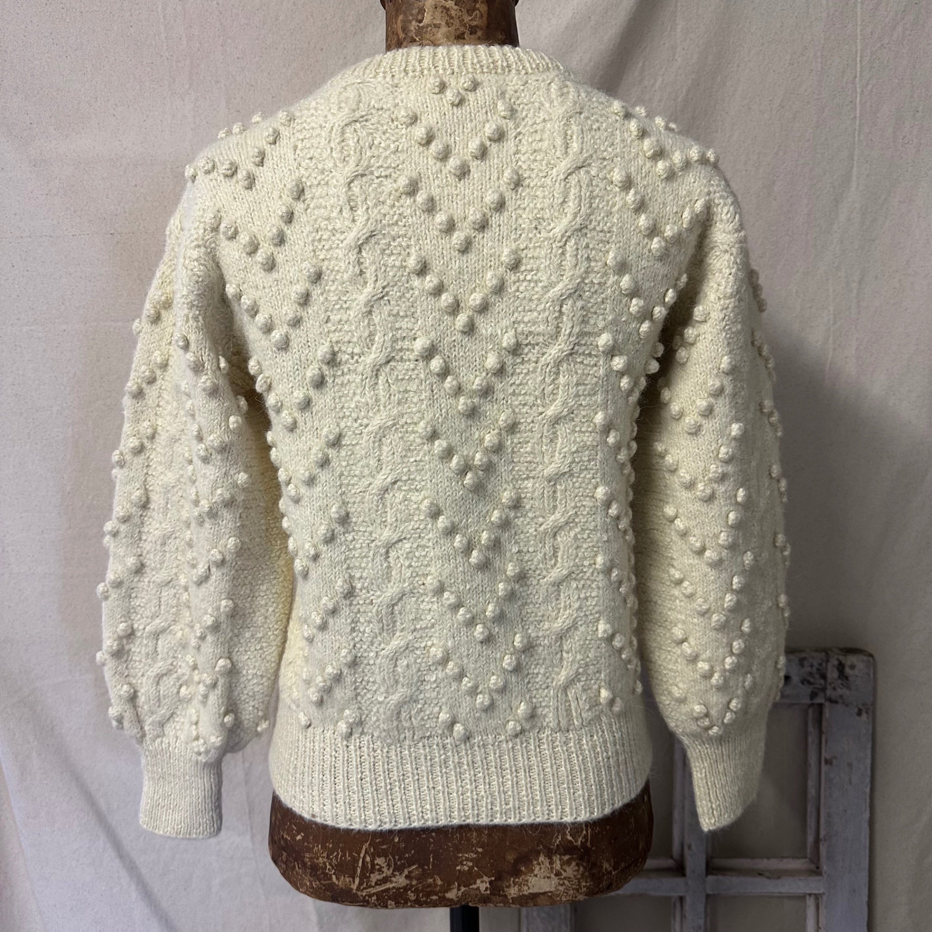 VINTAGE(ヴィンテージ) Peruvian Made Alpaca 100% Popcorn Knit ペルーメイド アルパカ100% ポップコーン ニット FREE(Sサイズ相当) アイボリー
