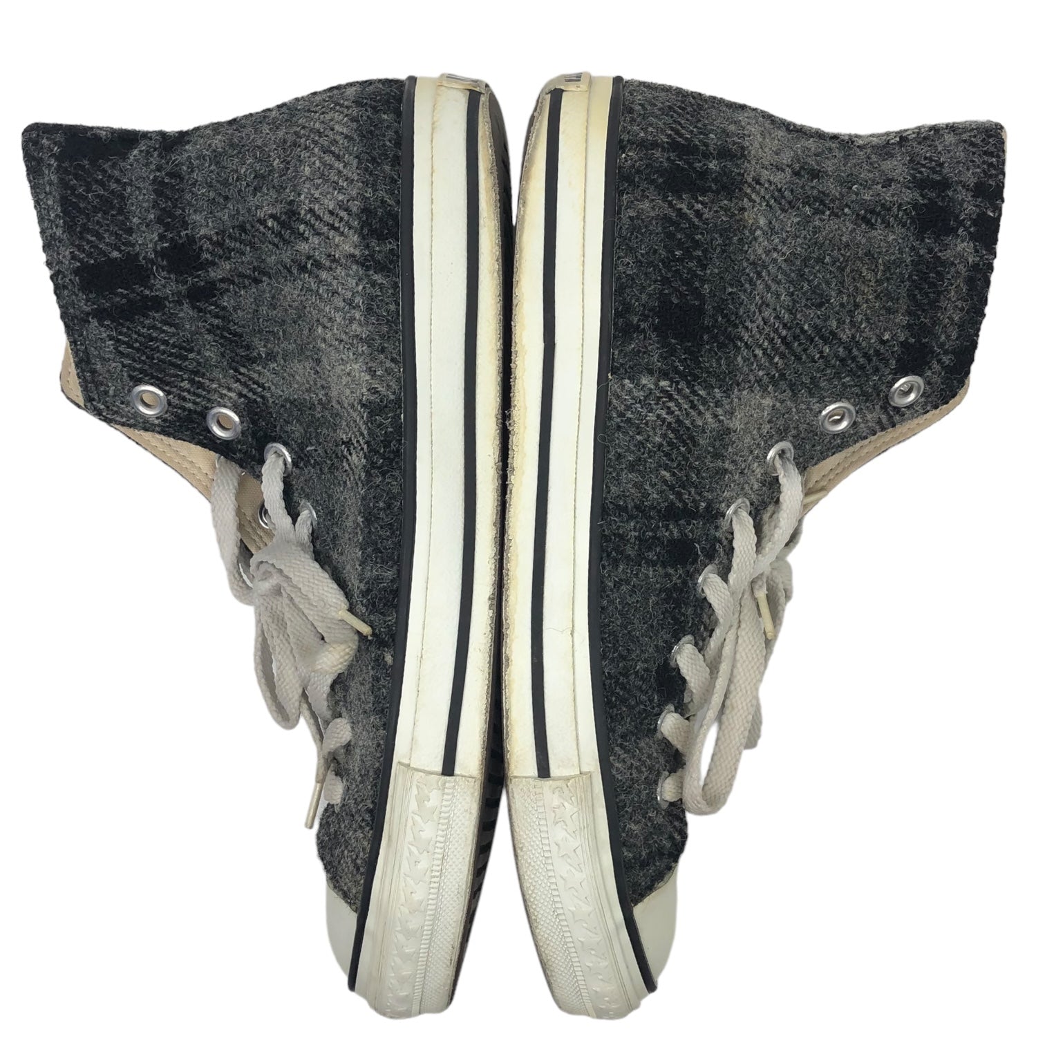 A BATHING APE × Harris Tweed (アベイシングエイプ×ハリスツイード) BAPE STA wool sneakers HI ベイプ スタ ウール スニーカー  ハイカット 26.0cm グレー