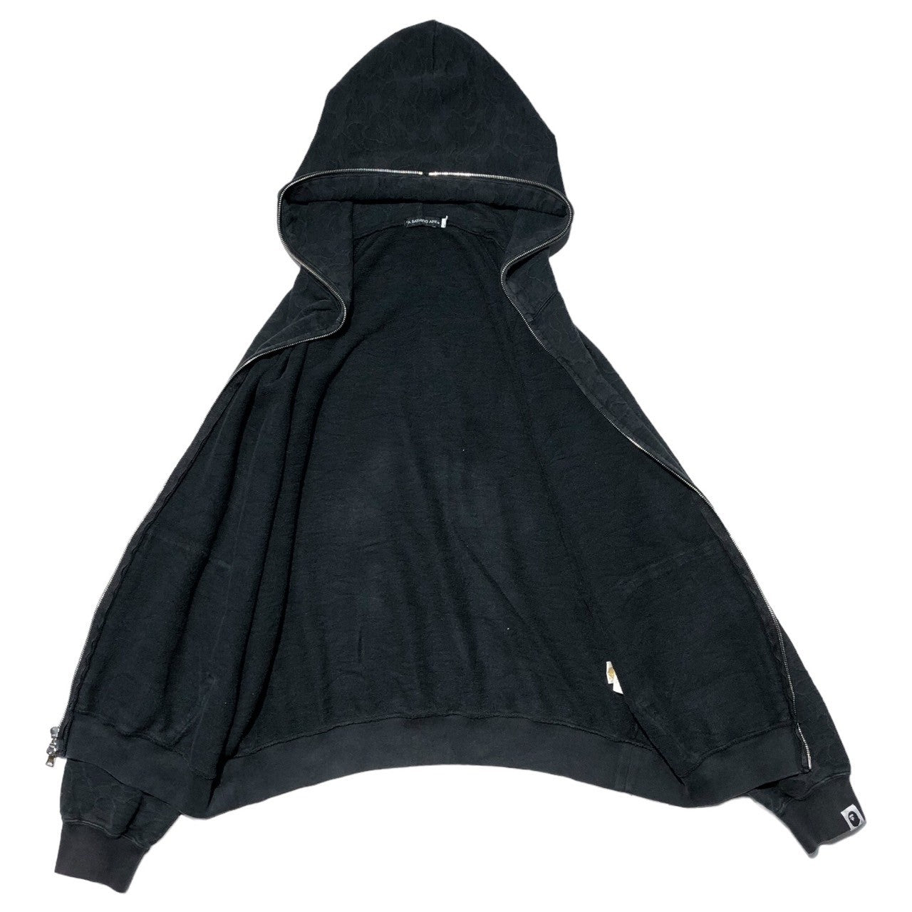 A BATHING APE(アベイシングエイプ) 00's Full zip camo jacquard hoodie フルジップ カモ ジャガード パーカー L ブラック Y2K