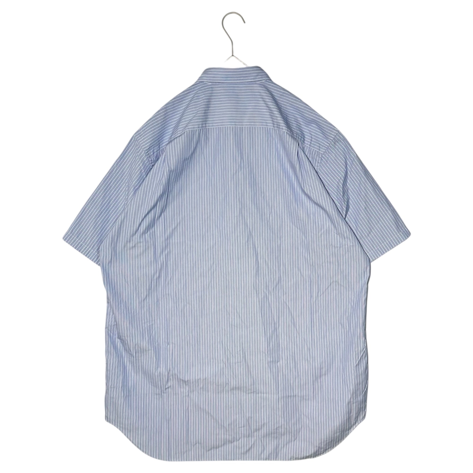 PLAY COMME des GARCONS(プレイコムデギャルソン) SHORT-SLEEVED SHIRTS ハート ワッペン 半袖 ストライプ シャツ AZ-B022 XL スカイブルー AD2021/3