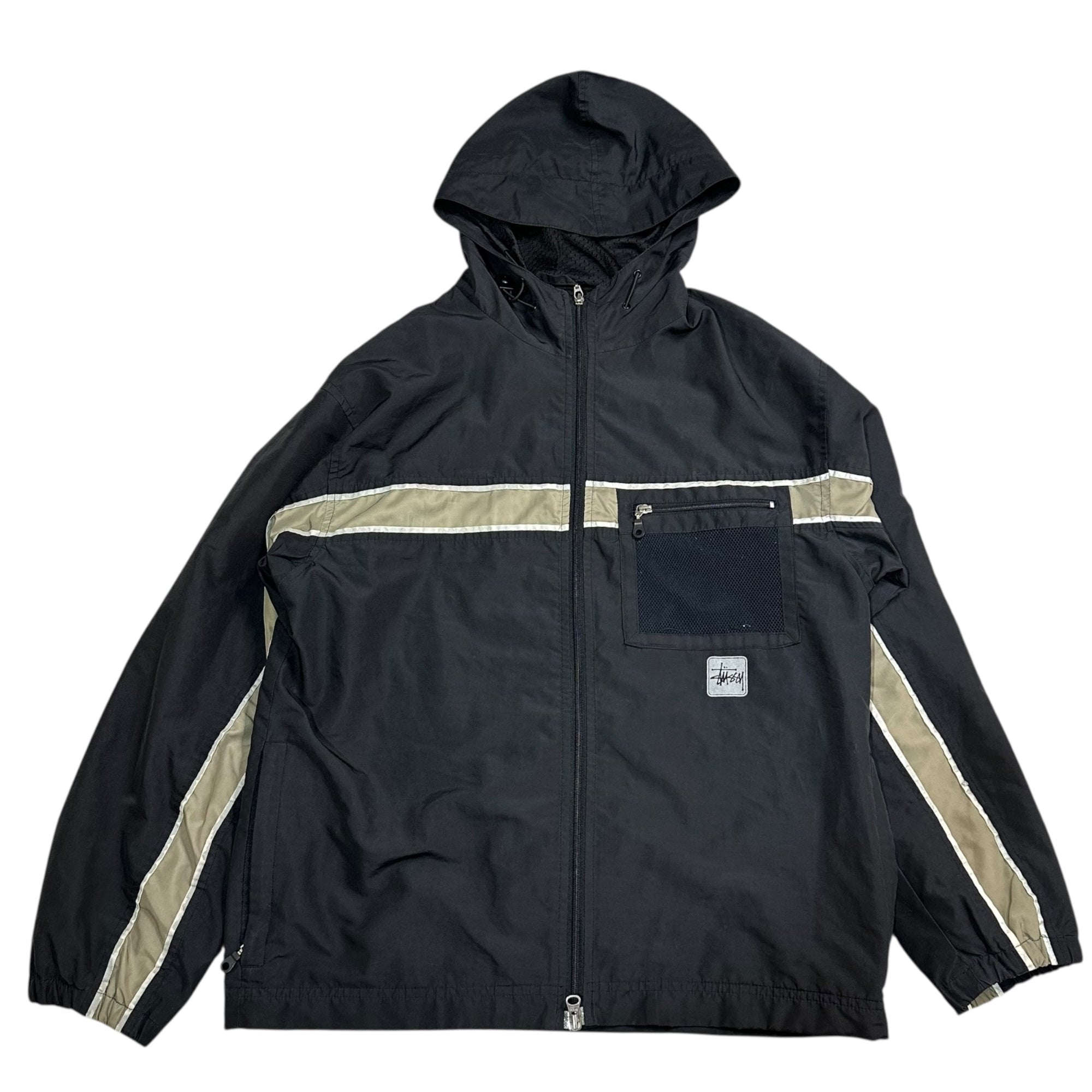 STUSSY SPORT(ステューシー スポーツ) 00's Logo Tech Nylon Hooded Jacket Parka ロゴ テック ナイロン フーデッド ジャケット パーカー L ブラック Y2K