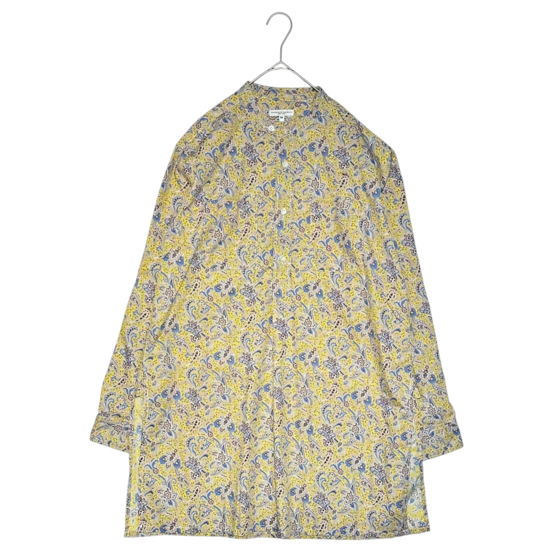 Engineered Garments(エンジニアードガーメンツ) 23SS Grandpa Shirt - Cotton Paisley グランパ シャツ コットン ペイズリー M イエロー バンドカラー ロング 総柄 プルオーバー