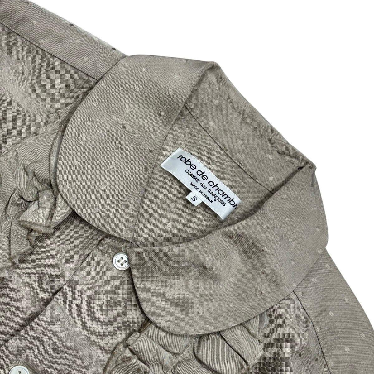 robe de chambre COMME des GARCONS(ローブドシャンブルコムデギャルソン) 2001SS Dotted Frill Silk Blouse ドット フリル シルク ブラウス RB-04002S S ベージュ AD2000 00s アーカイブ