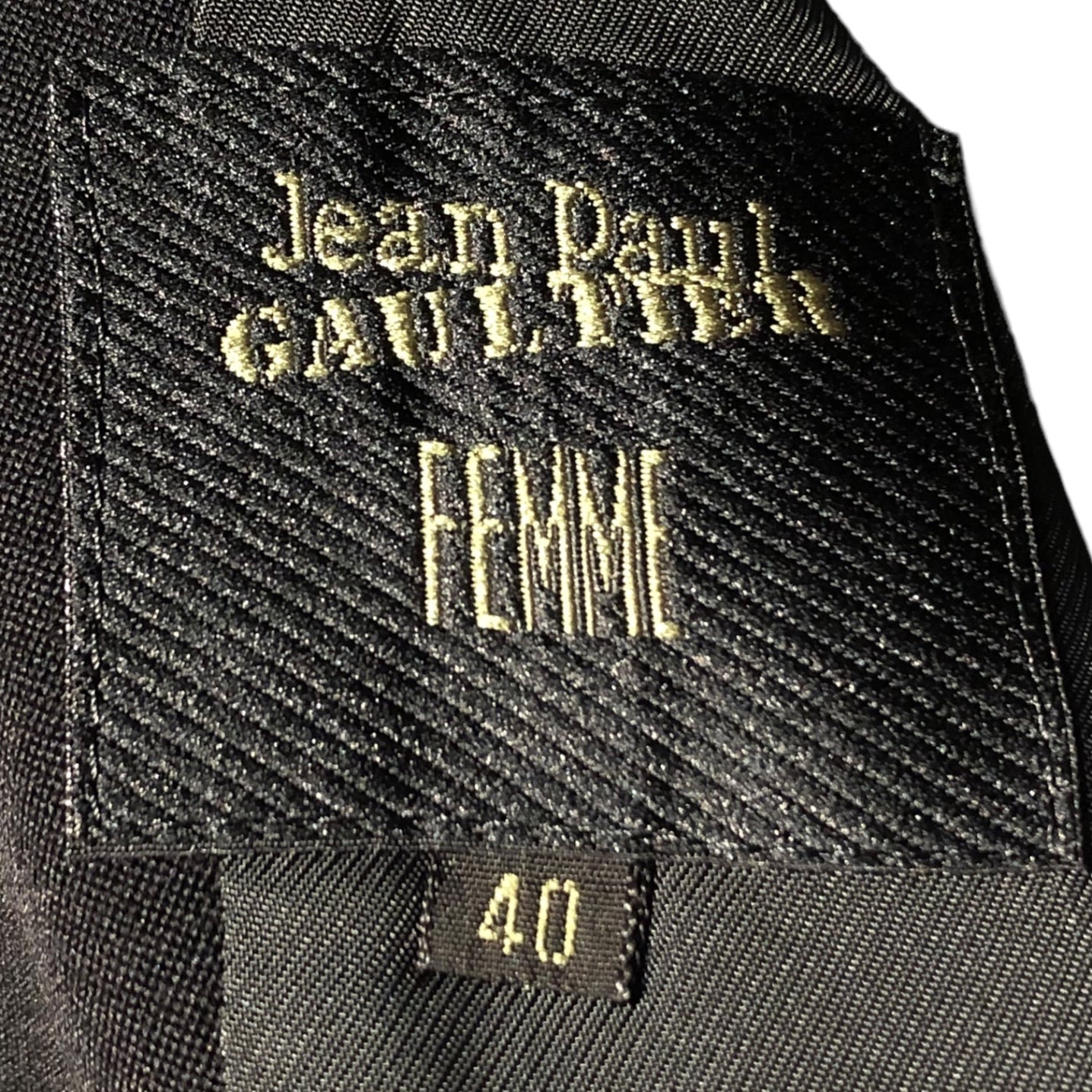 Jean Paul GAULTIER FEMME(ジャンポールゴルチエファム) 90's Big lapel design double jacket setup ビッグ ラペル デザイン ダブル ジャケット セットアップ 40(L程度) ブラック スーツ アーカイブ