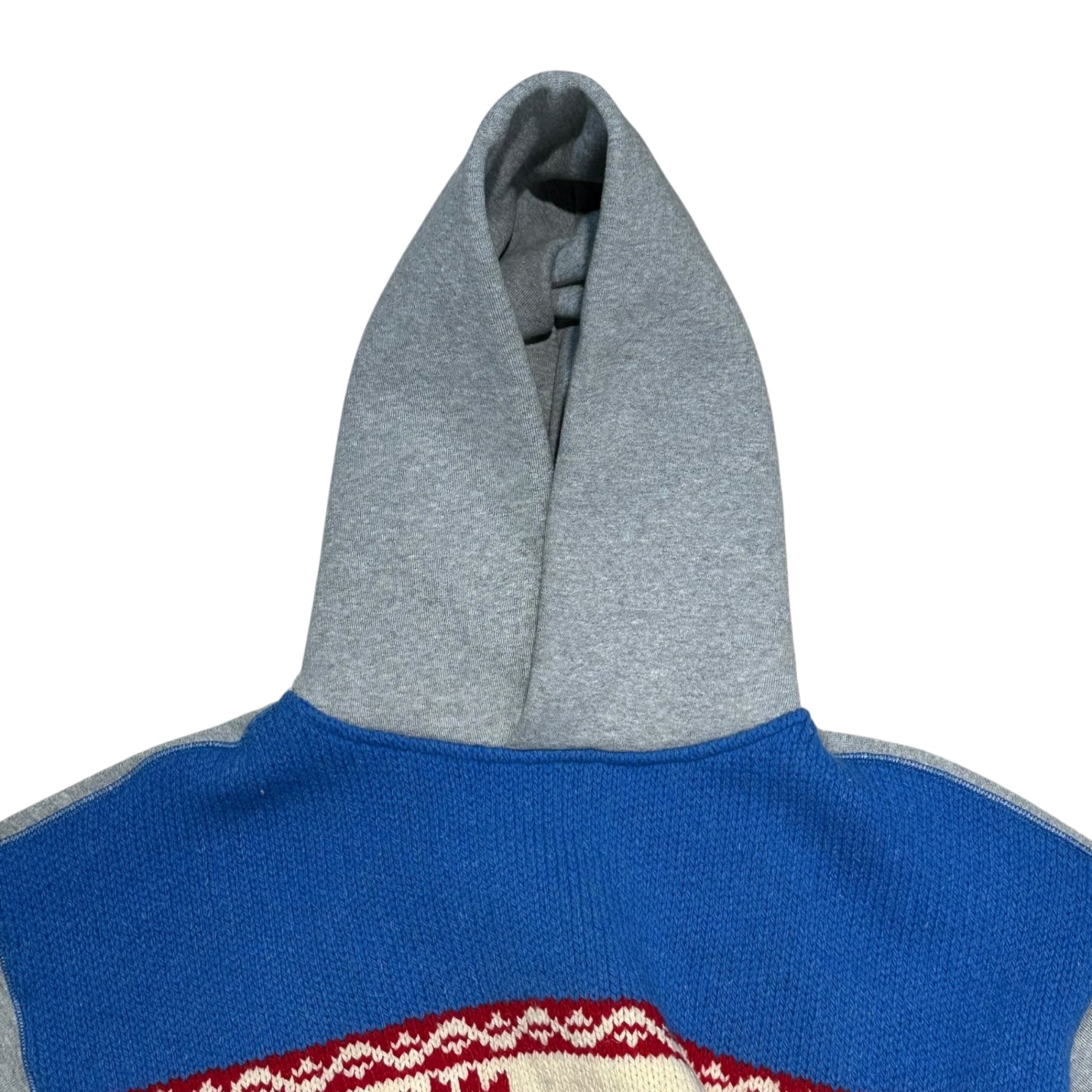 eYe JUNYA WATANABE MAN × PALACE(アイ ジュンヤワタナベマン × パレス) 24AW Snowflake-Patterned Knit × Sweatshirt Combination Hoodie 雪柄 ニット スウェット コンビ フーディー パーカー WN-T905 M グレー×ブルー AD2024