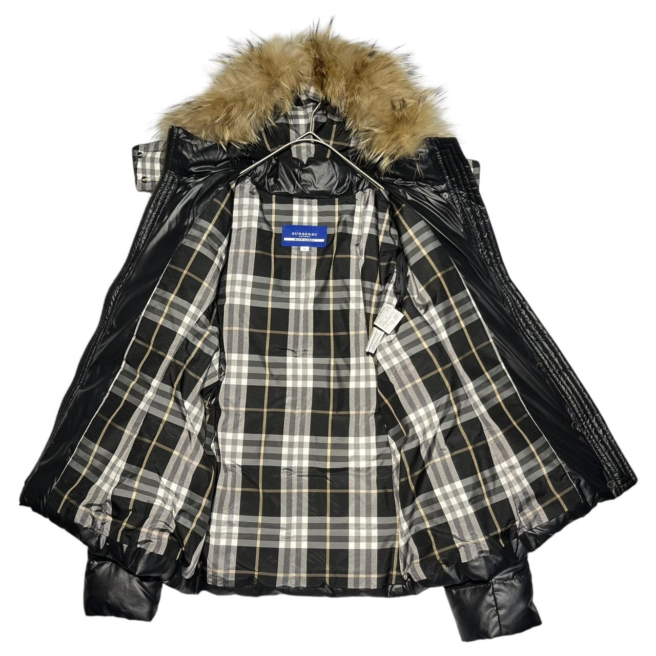 BURBERRY BLUE LABEL(バーバリーブルーレーベル) Raccoon Fur Down Jacket ラクーン ファー ダウン ジャケット FCF24-693-09 38(M程度) ブラック