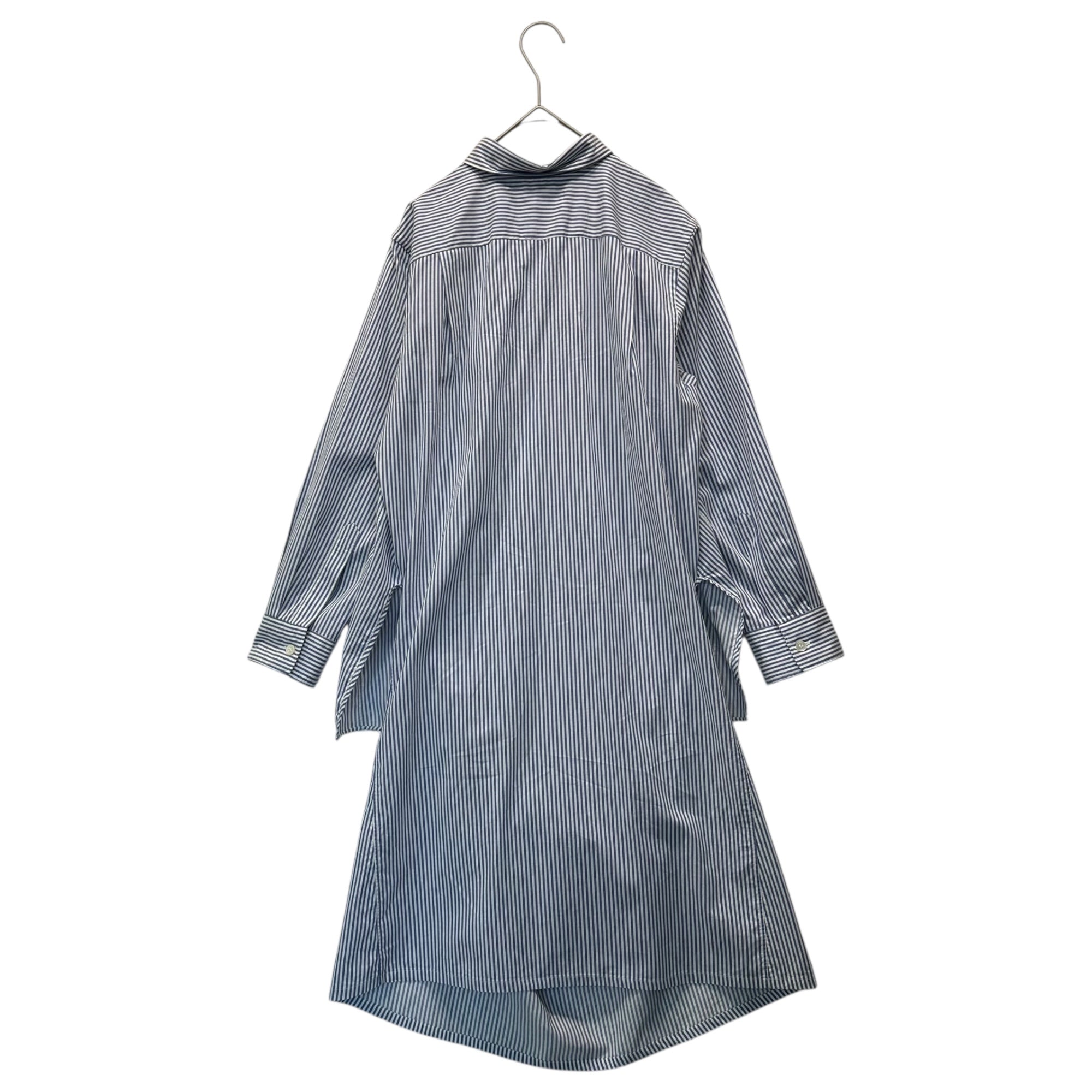 COMME des GARCONS JUNYA WATANABE(コムデギャルソンジュンヤワタナベ) 12AW Striped Front-and-Back Asymmetrical Length Long Shirt ストライプ 前後 アシンメトリー ロング シャツ JJ-O071 M ブルー×ホワイト AD2012