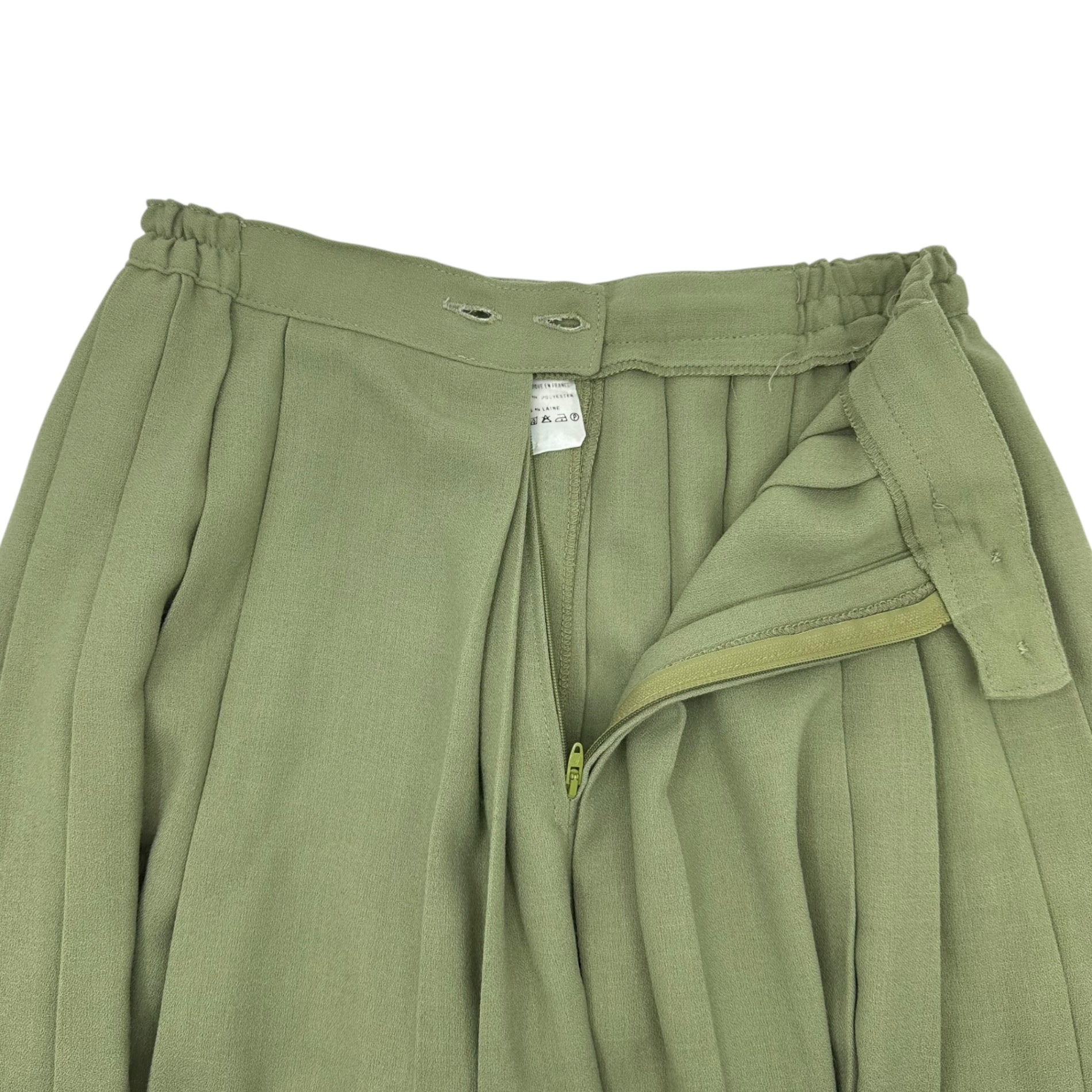 Euro vintage(ヨーロッパヴィンテージ) 80'~90's pale smokey green pleated gaucho pants プリーツガウチョパンツ 表記無し(M～Lサイズ程度) グリーン