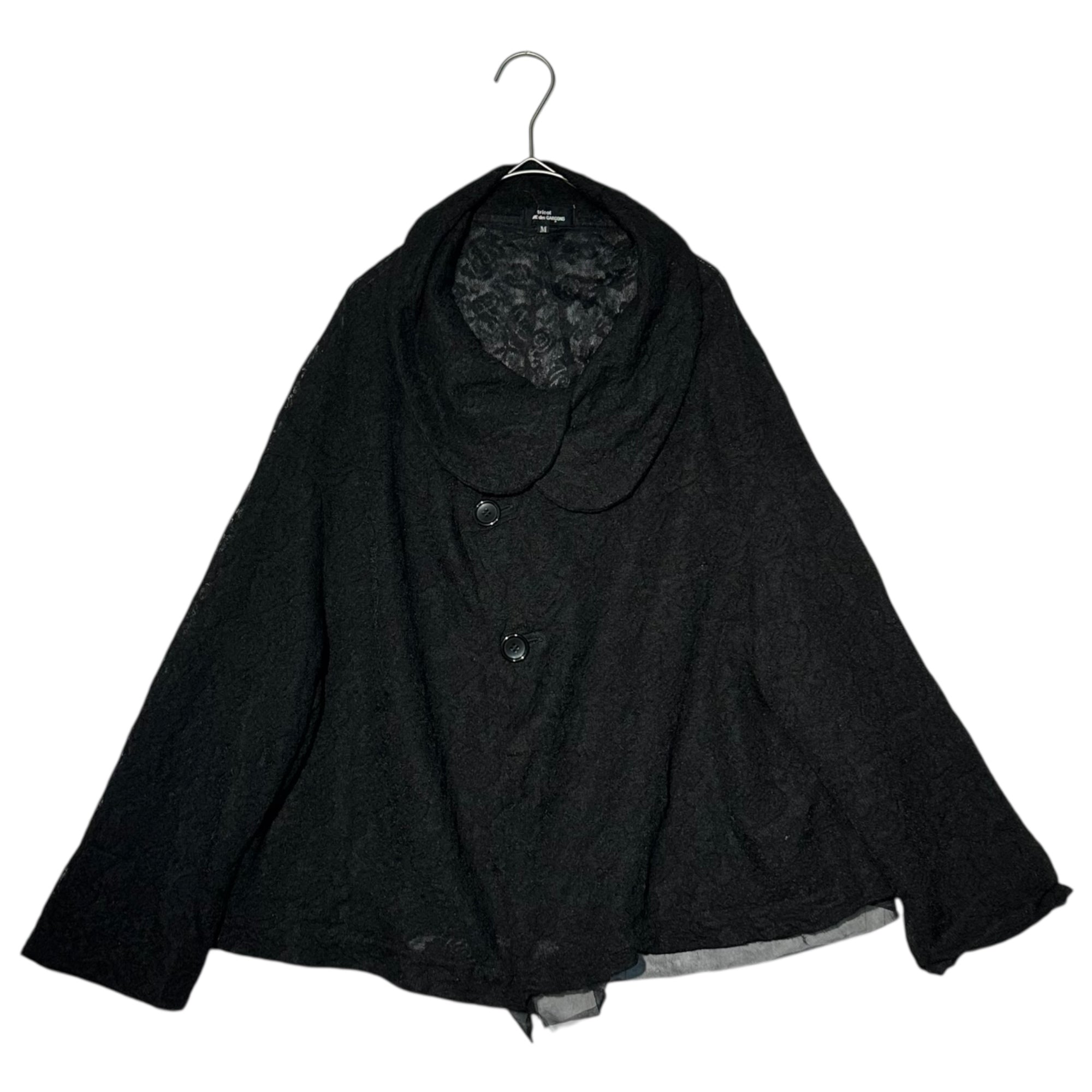 tricot COMME des GARCONS(トリココムデギャルソン) 12AW Asymmetrical Lace Round Collar Jacket アシンメトリー レース 丸襟 ジャケット TJ-T016 M ブラック AD2012
