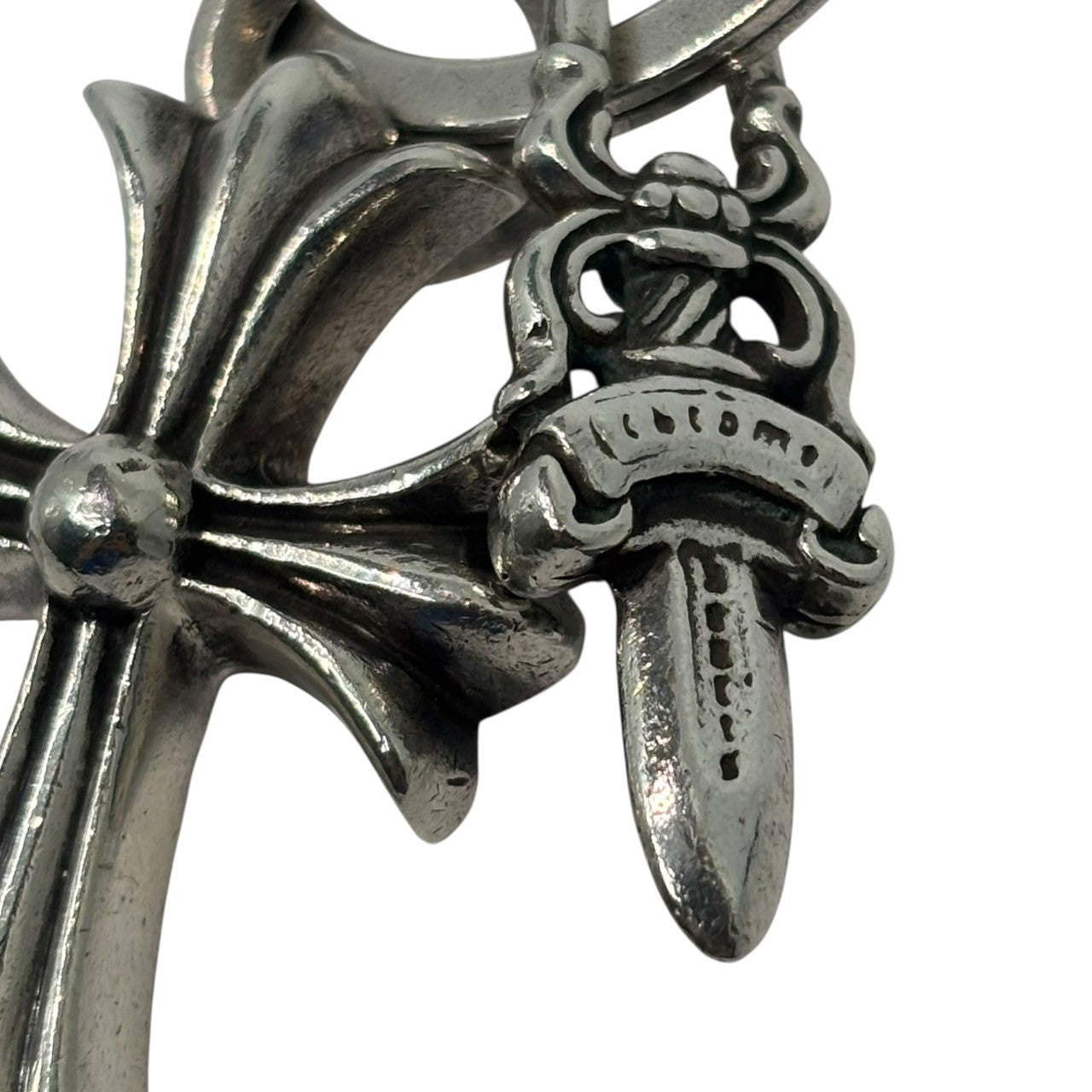 CHROME HEARTS(クロムハーツ) SMALL CH CROSS KEYRING with No5 DGGR スモール CH クロス キーリング ＆ ダガー シルバー チャーム ネックレス トップ 925 インボイス原本付