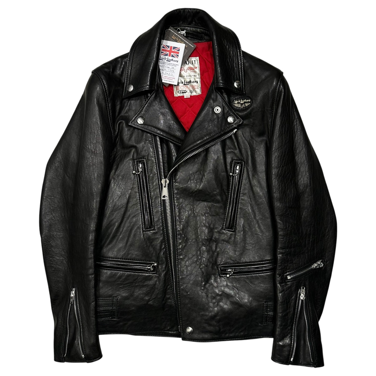 LEWIS Leathers(ルイスレザー) LIGHTNING TIGHT FIT ライトニング タイトフィット 402T 34 ブラック ダブル ライダース レザー ジャケット