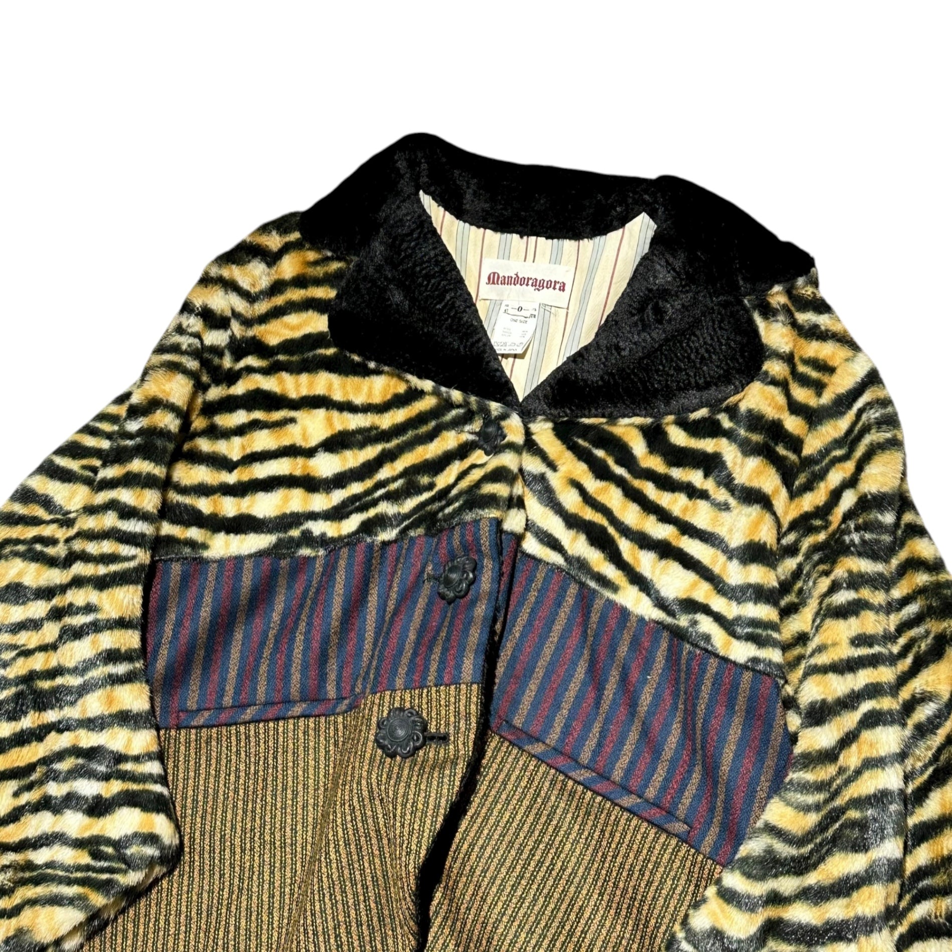 mandoragora(マンドラゴラ) Crazy Pattern 3B Blouson クレイジーパターン 3B ブルゾン タイガー ベージュ×ブラウン×パープル 90~00's ネペンテス取扱