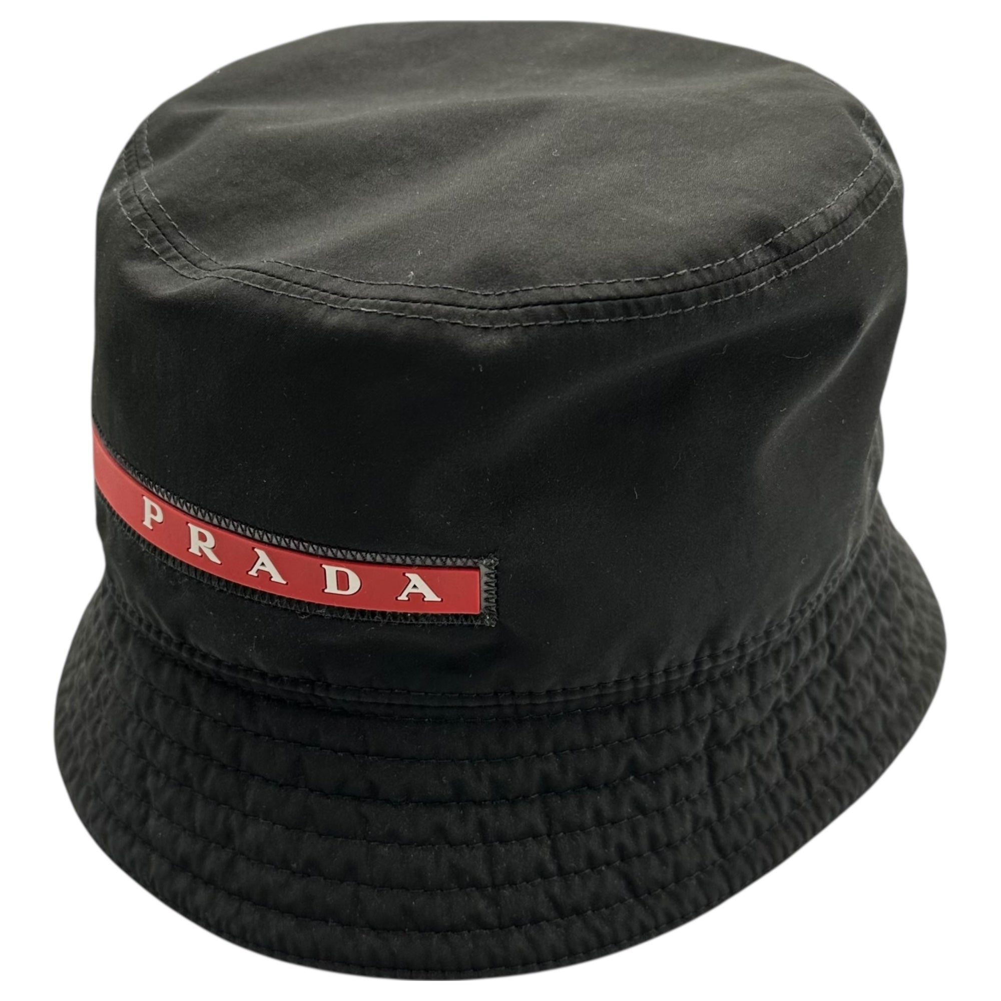 PRADA(プラダ) 00's OLD Rubber Logo Bucket Hat オールド ラバーロゴ バケット ハット L ブラック×レッド PRADA SPORT