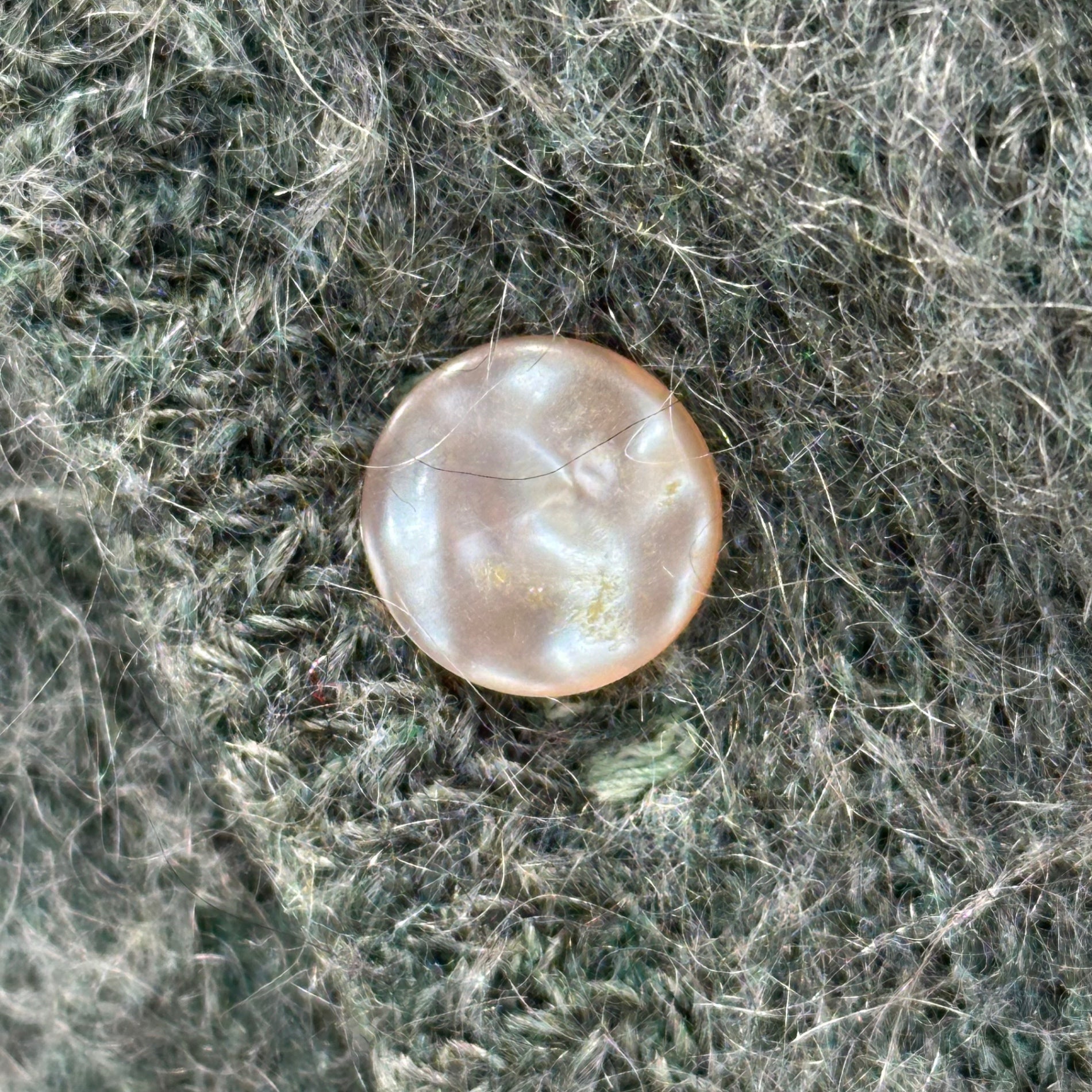 BRENT(ブレント) 60's Shaggy Mohair Cardigan シャギー モヘア カーディガン L グレーグリーン 60年代 貝ボタン ヴィンテージ 毛足長