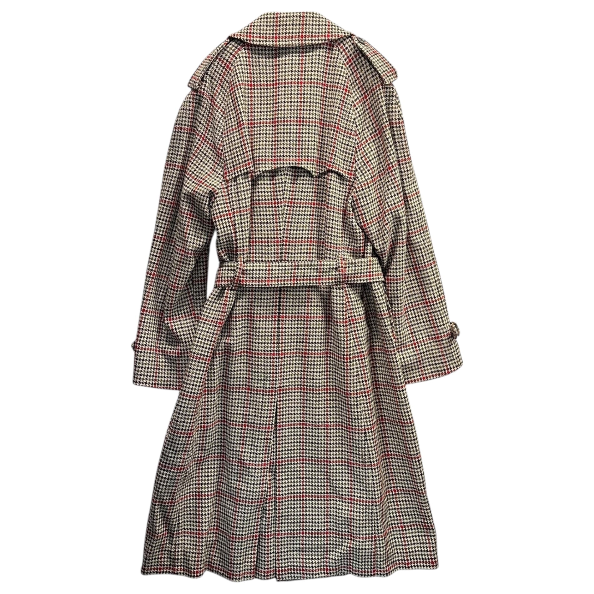 VINTAGE(ヴィンテージ) 70~80's Vintage Houndstooth Wool Long Coat 70年 80年代 ヴィンテージ 千鳥柄 ウール ロング コート ベージュ×ブラック×レッド made in england