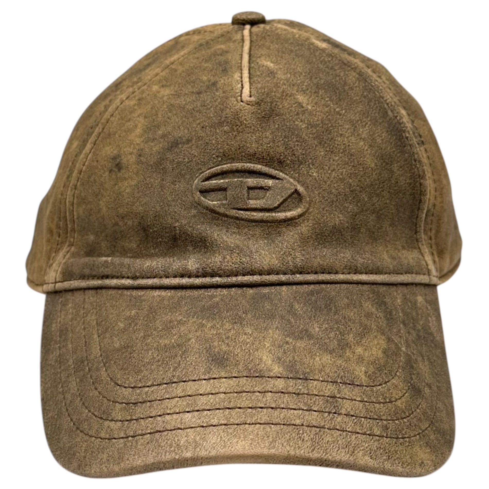 DIESEL(ディーゼル) C-BAR Leather Cap ロゴ レザー キャップ A11543 OPFAN 02 ブラウン ヴィンテージ加工