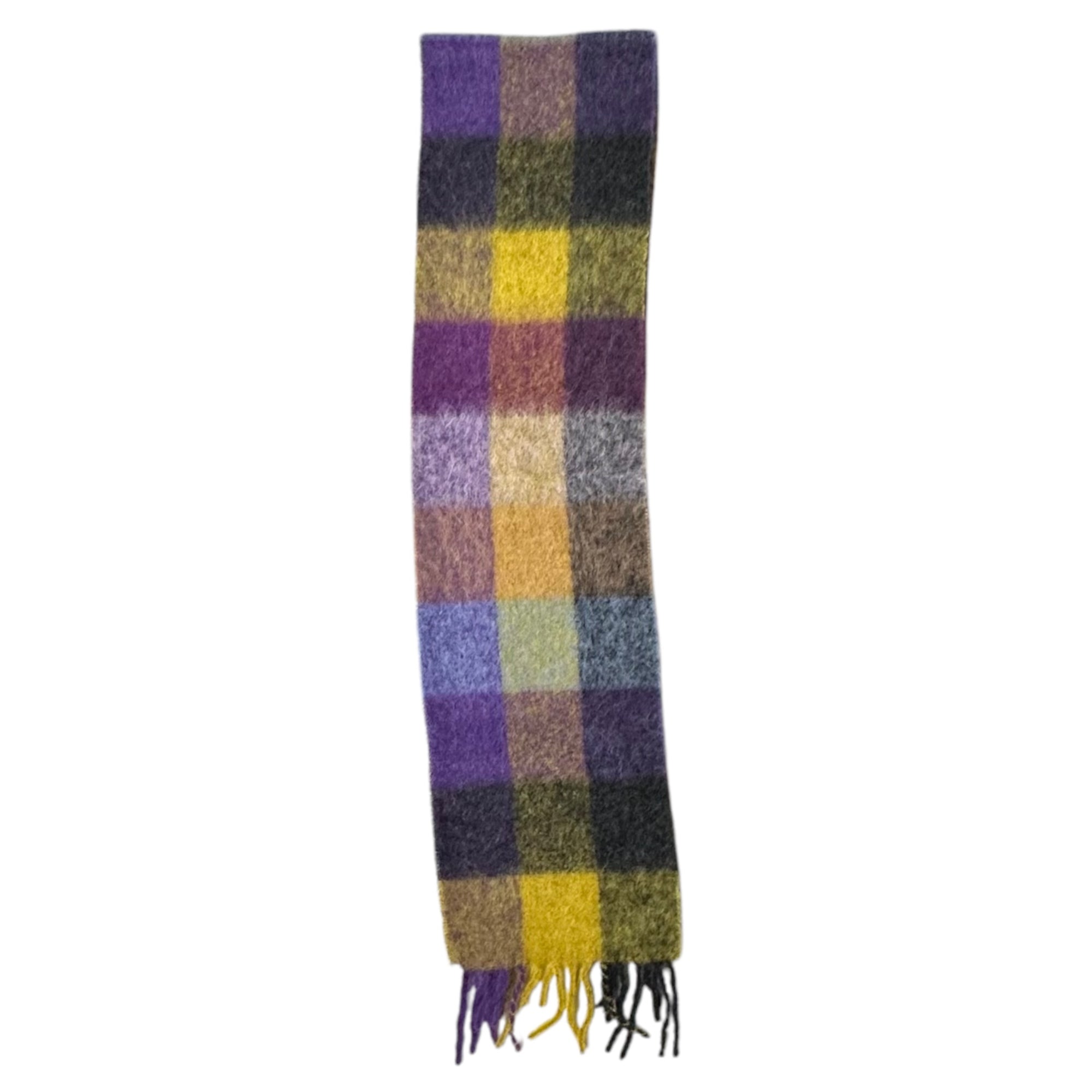 Acne Studios(アクネストゥディオズ) mohair check scarf モヘア チェック マフラー CA0084- パープル×イエロー 大判