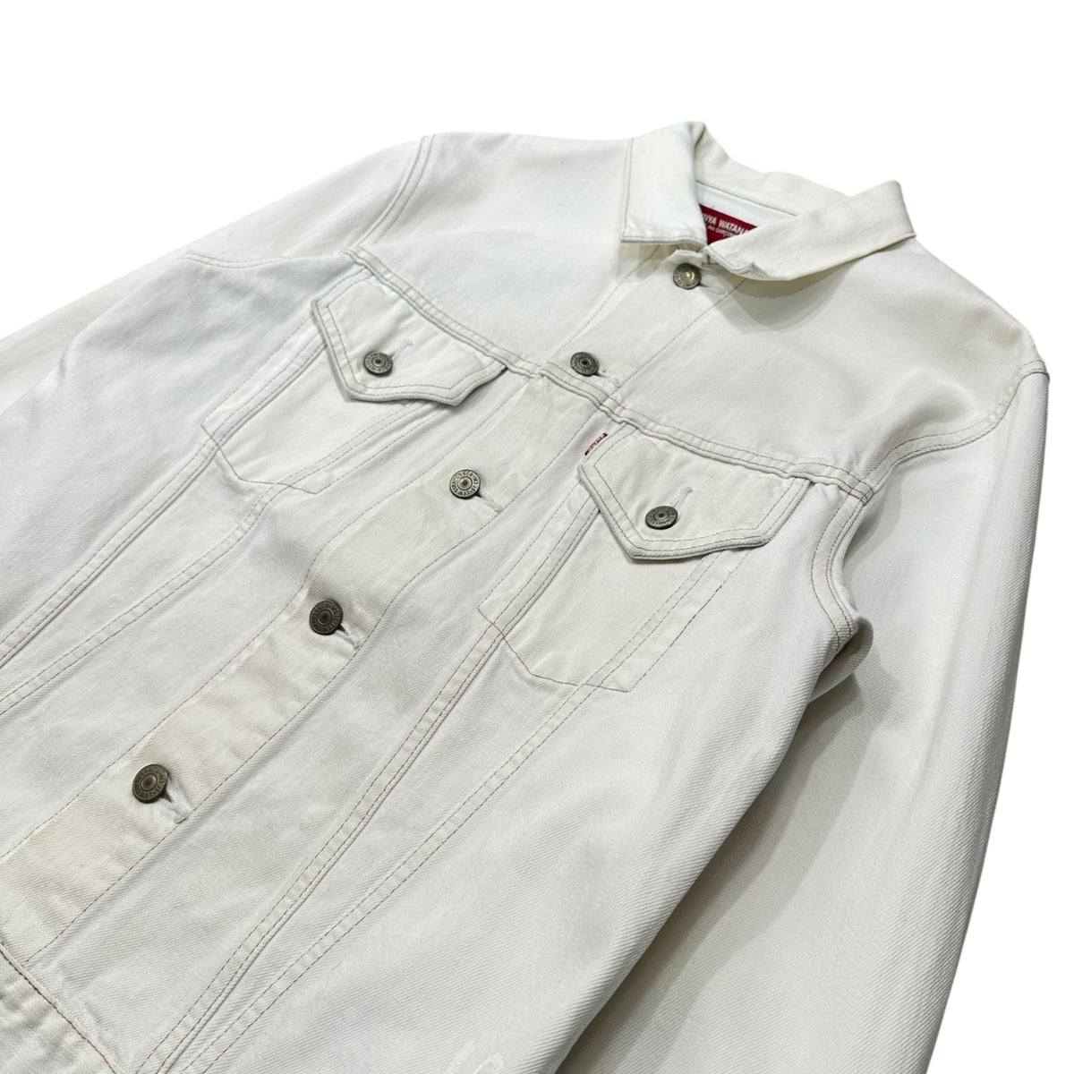 COMME des GARCONS JUNYA WATANABE MAN × Levi's × 10･corso･como COMME des GARCONS(コムデギャルソンジュンヤワタナベマン × リーバイス × ドゥエチ コルソコモ コムデギャルソン) 2002AW White Denim Jacket with Back Print バック プリント ホワイト デニム ジャケット GG-J201 M ホワイト AD2002 00s アーカイブ