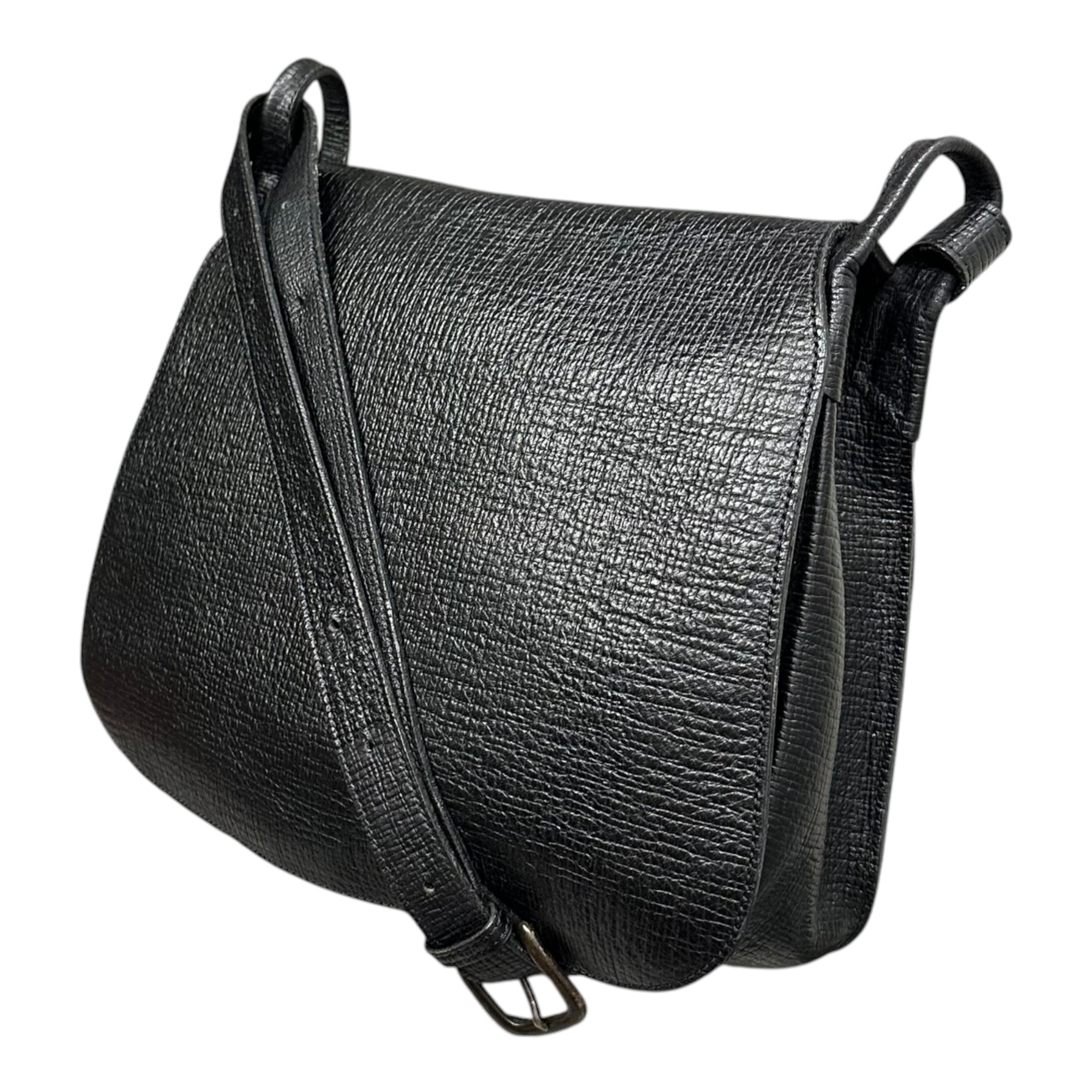 Jean Paul GAULTIER(ジャンポールゴルチエ) 1990's~2000's Precious Leather Postman Shoulder Bag プレシャス レザー ポストマン ショルダー バッグ ブラック 90年代～