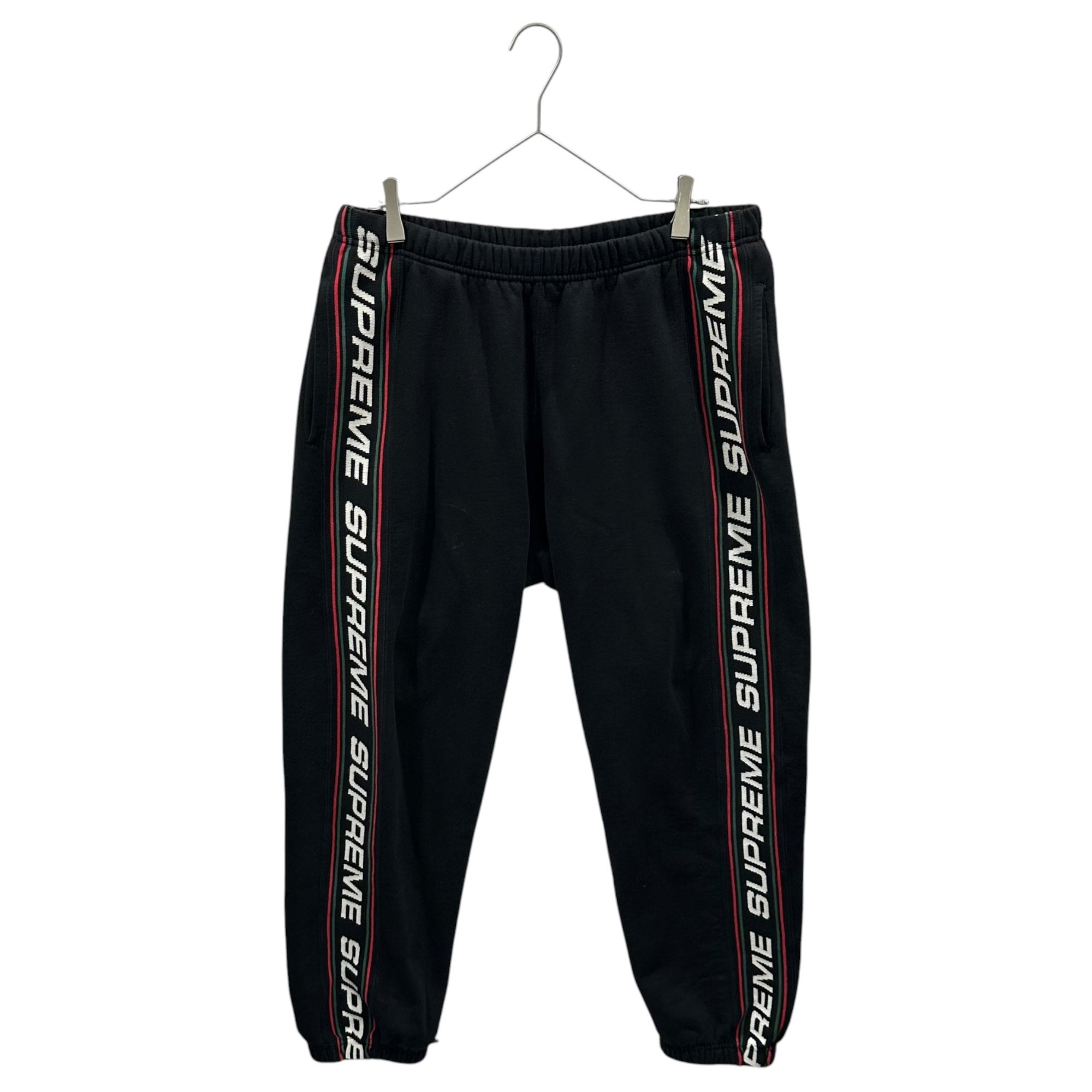 SUPREME(シュプリーム) 2019AW Text Rib Sweat Pants テキスト リブ スウェット パンツ サイド ロゴ M ブラック×グリーン×レッド×ホワイト 19FW