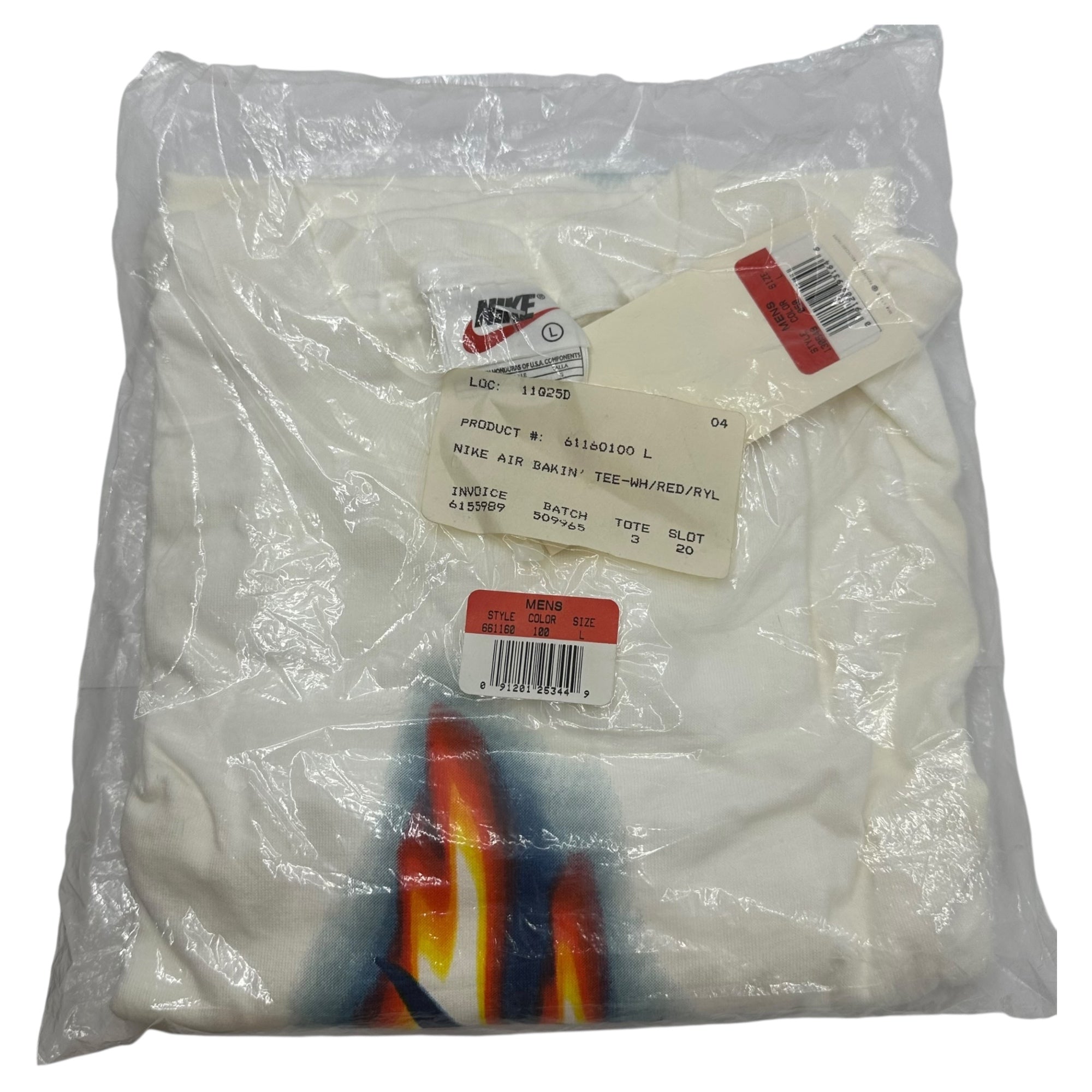 NIKE(ナイキ) 1996 AIR BAKIN Fire Pattern Vintage T-Shirt エア ベイキン ファイアーパターン ヴィンテージ Tシャツ 661160-100 L ホワイト 90's 90年代