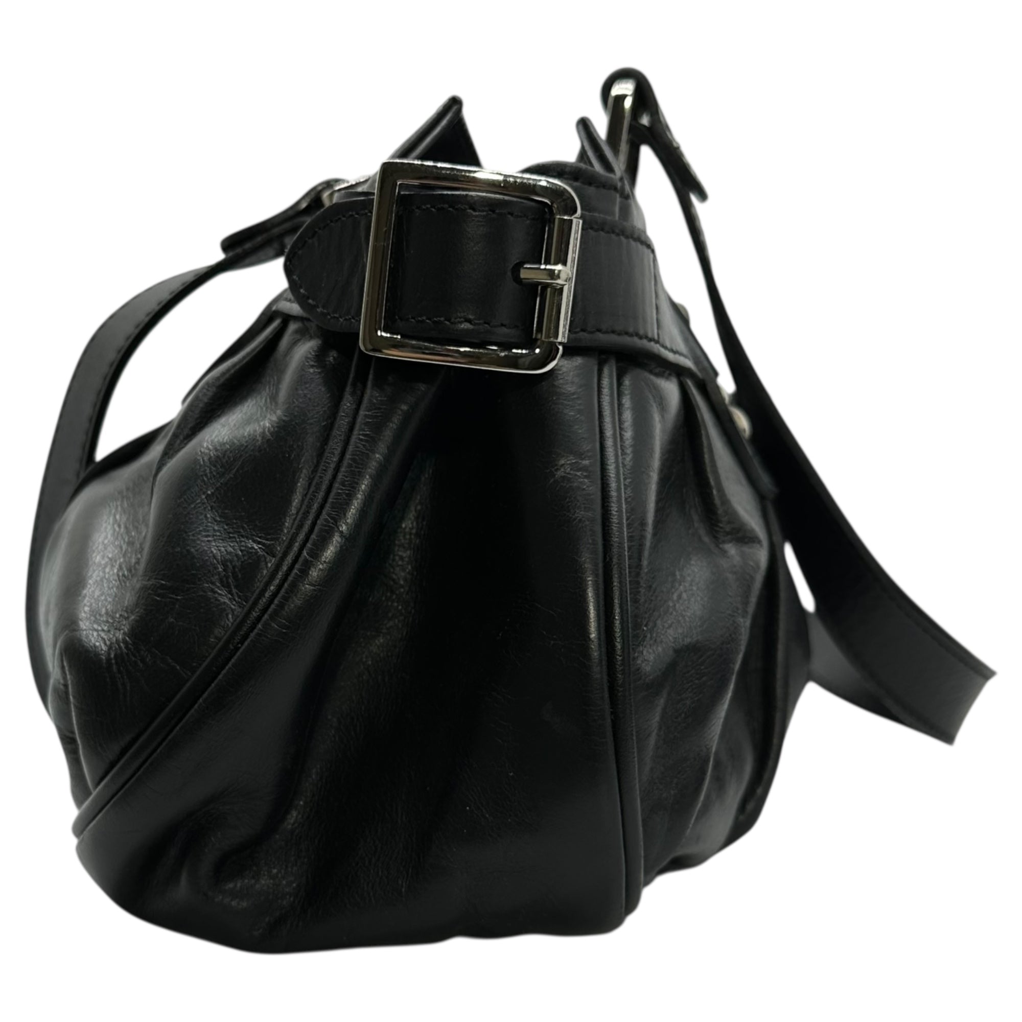 LONGCHAMP(ロンシャン) Leather One Shoulder Bag レザー ワンショルダー バッグ ブラック Y2K 肩掛け ハンド