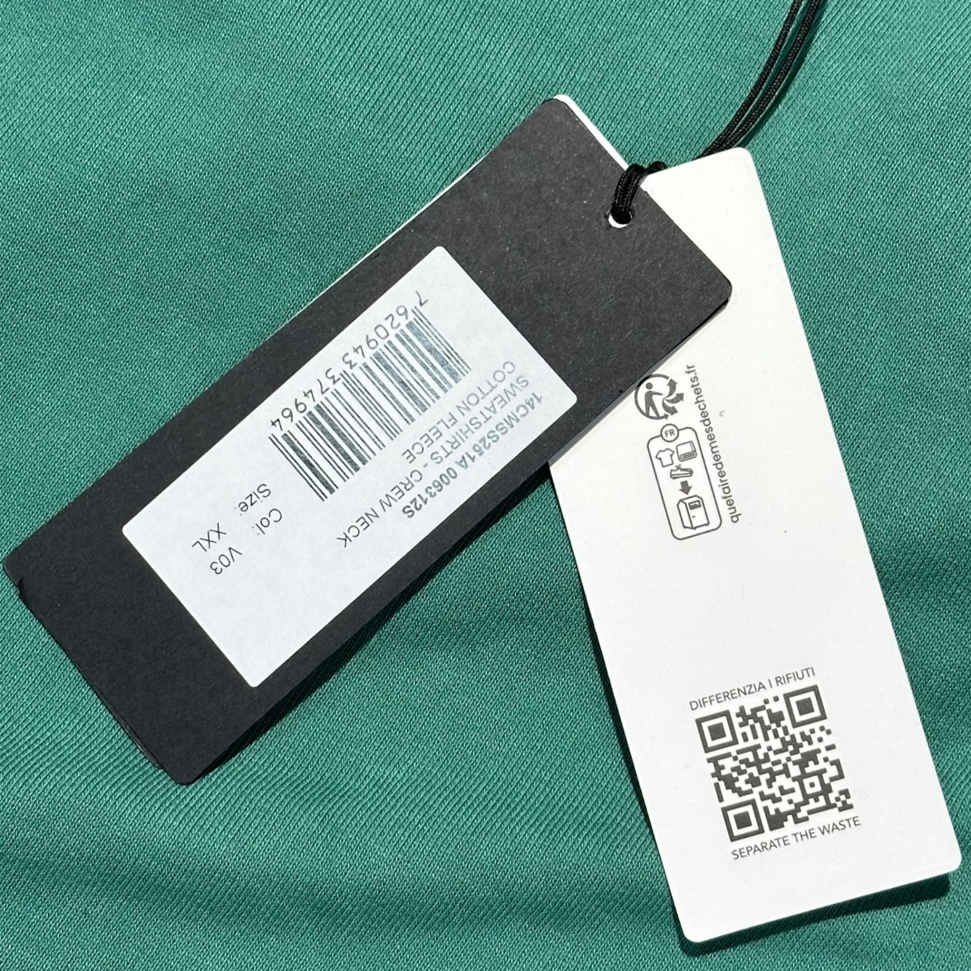 C.P.COMPANY(シーピーカンパニー) Two-Tone Center Logo Crew Neck Sweatshirt 2トーン センター ロゴ クルーネック スウェット 14CMSS251A 006312S XXL グリーン×カーキ