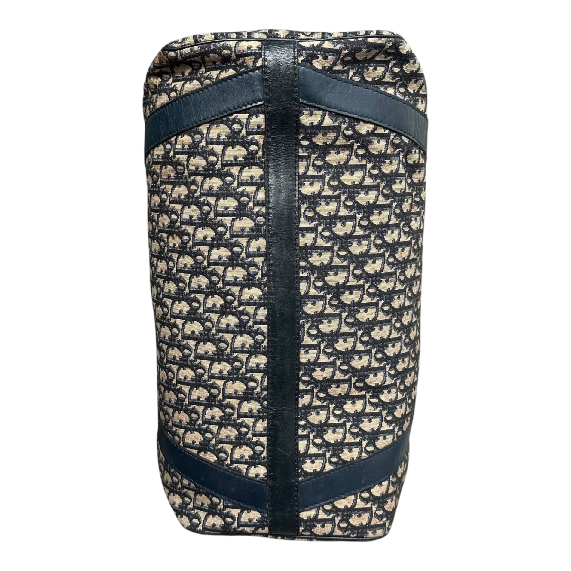 Christian Dior(クリスチャンディオール) 1970's Trotter monogram duffle bag トロッター柄 ボストン バッグ ネイビー×ベージュ 70年代 ヴィンテージ 旅行鞄 ECLAIRジップ