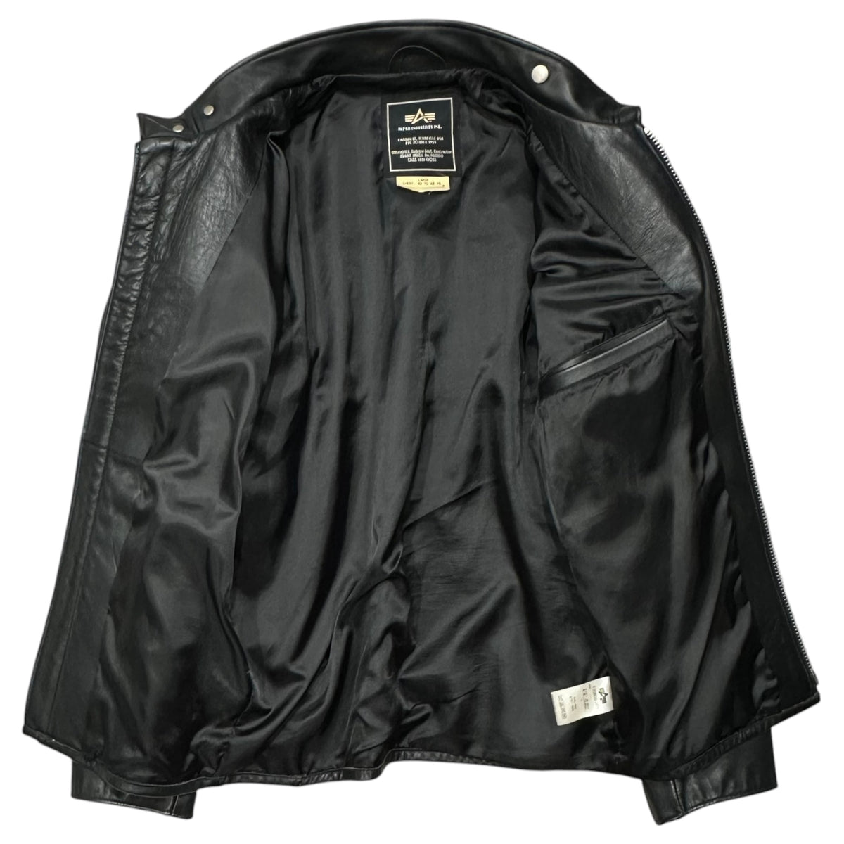 ALPHA INDUSTRIES(アルファ インダストリーズ)  Single rider jacket シングル ライダース ジャケット T20800-001 L ブラック レザー 牛革
