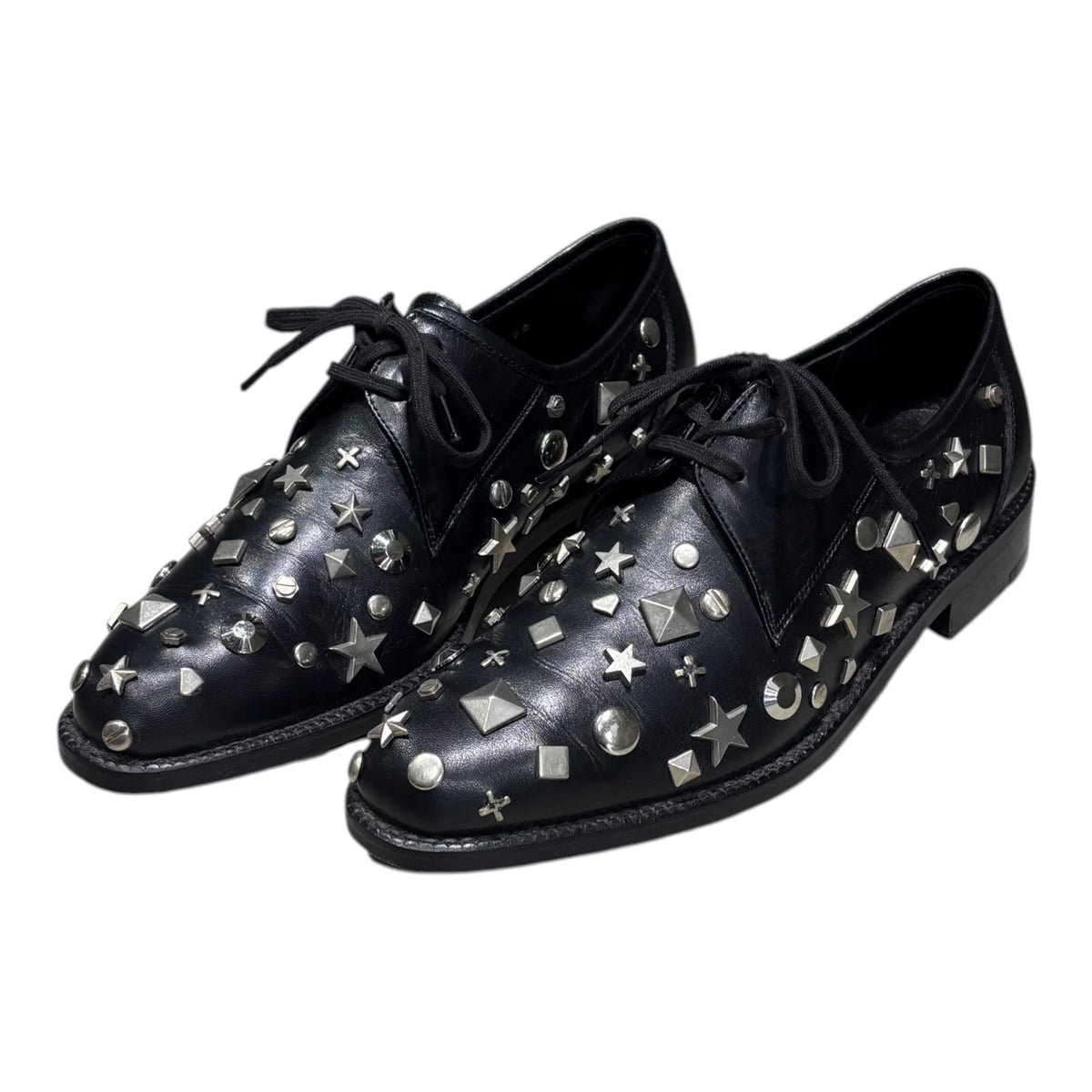 COMME des GARCONS(コムデギャルソン) Mixed-Stud Leather Shoes ミックス スタッズ レザー シューズ 22cm ブラック×シルバー アーカイブ