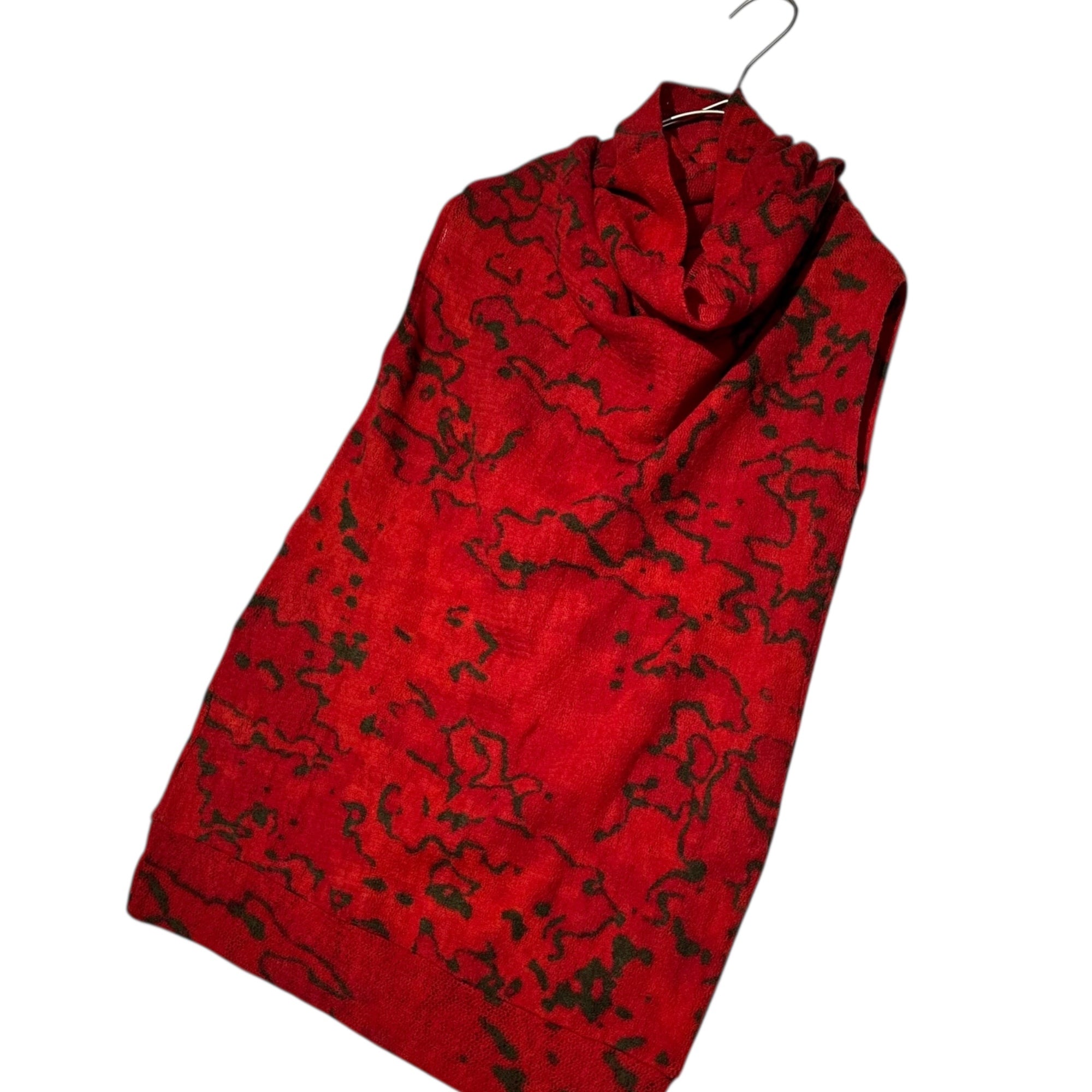 Y's(ワイズ) Camouflage High-Neck Wool Sleeveless Top カモフラ ハイネック ウール ノースリーブ  YJ-T50-858 3 レッド